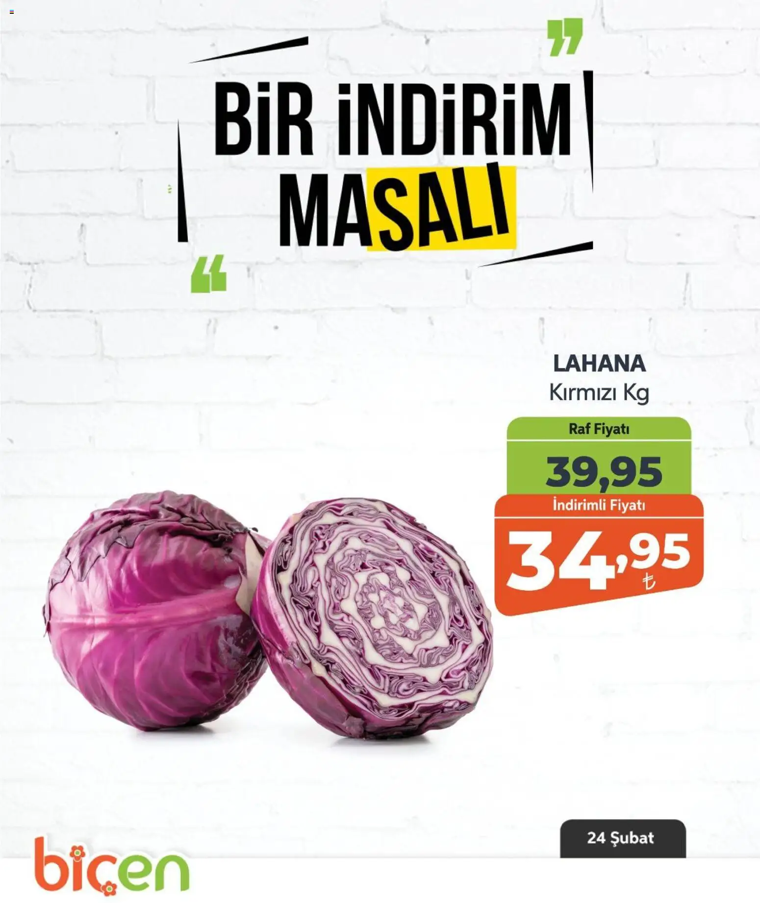 Biçen Market Bir İndirim MaSalı - sebze - 24.02.2026 tarihinden itibaren geçerlidir | Sayfa: 4 | Ürünler: Raf, Lahana