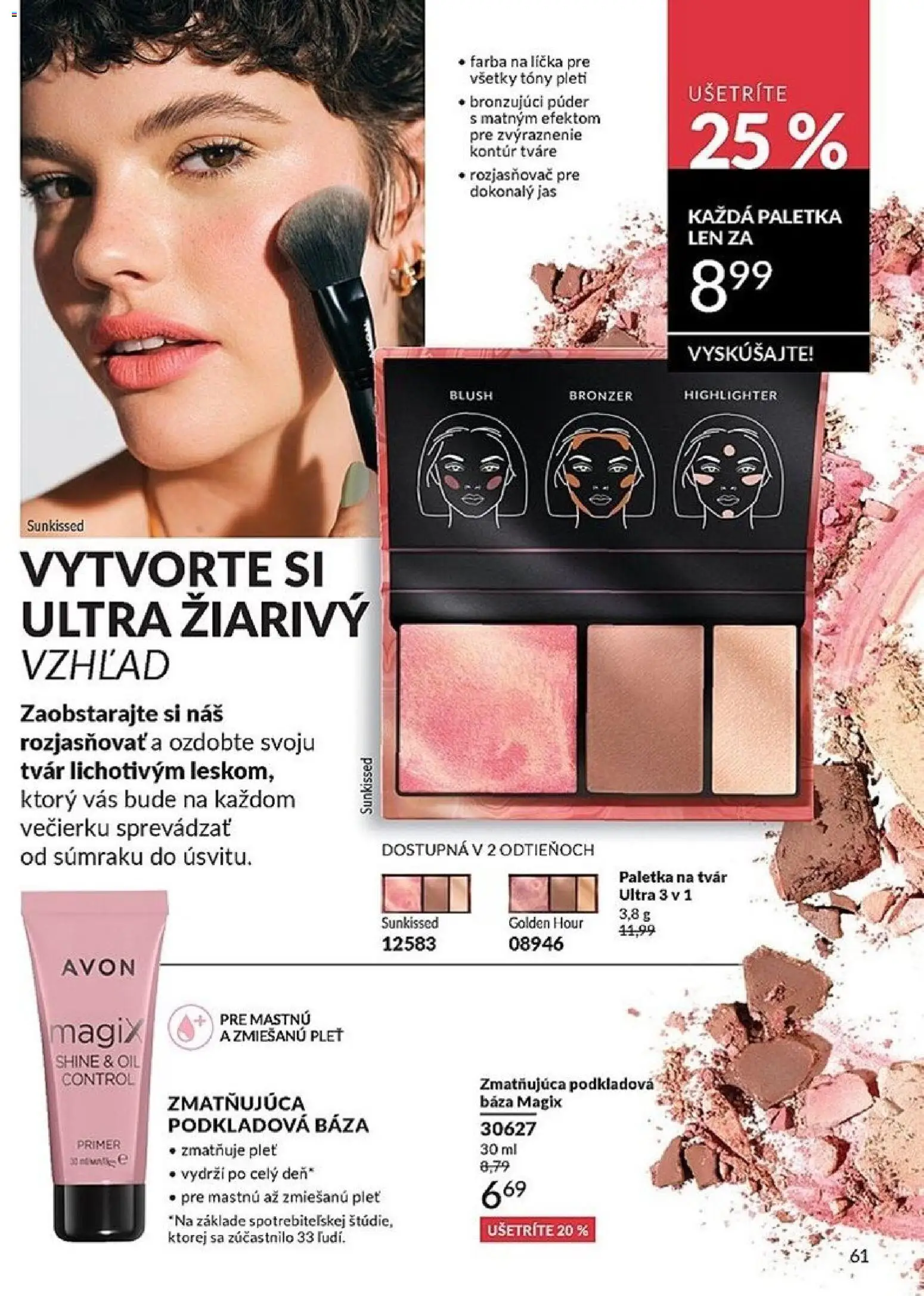 Nové Avon akcie – leták je platný od 01.04.2026 | Strana: 61 | Produkty: Púder, Bronzer, Rozjasňovač