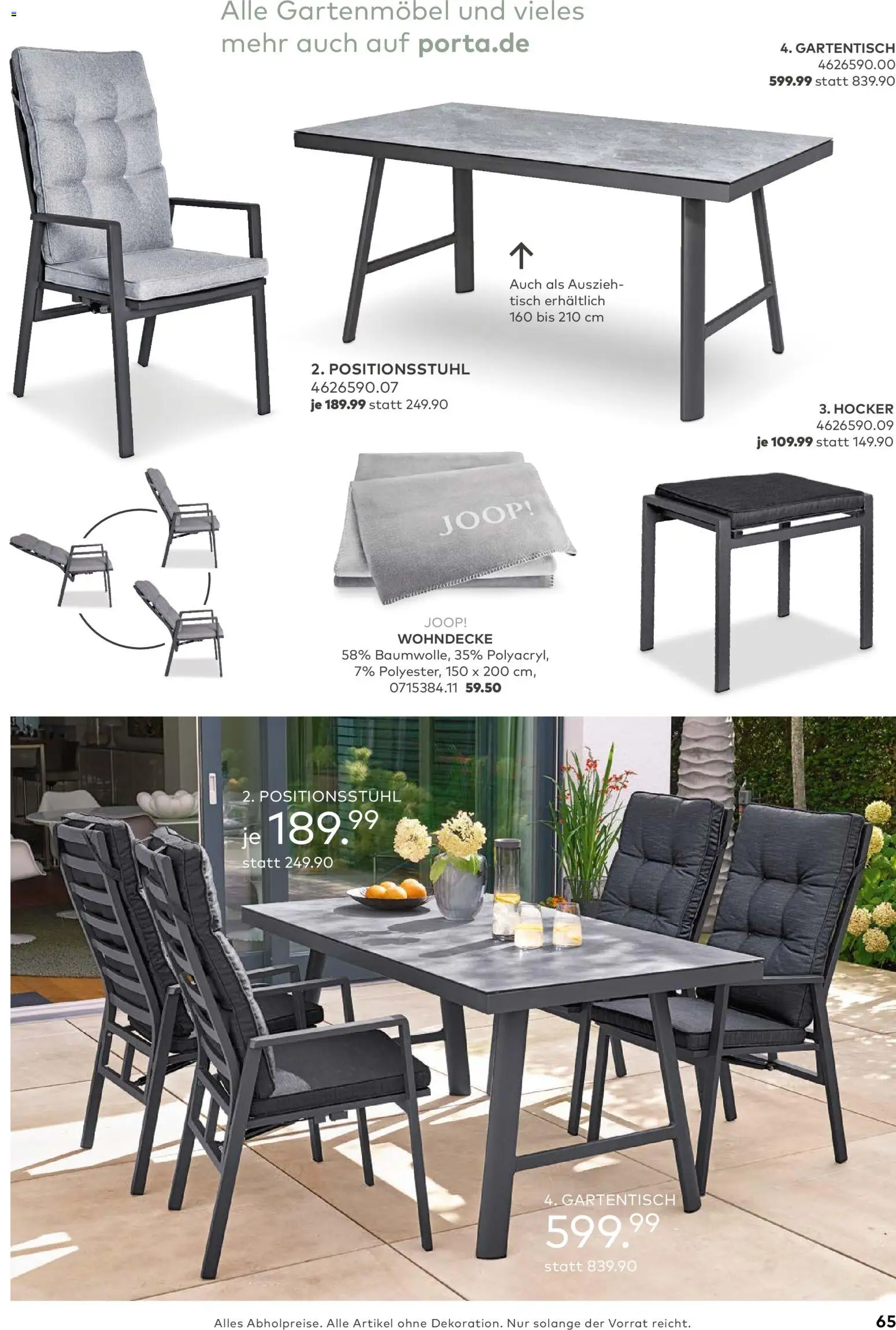 Porta! Gartenmöbel Katalog – gültig ab 01.03.2026 | Seite: 65 | Produkte: Hocker, Tisch, Gartenmöbel
