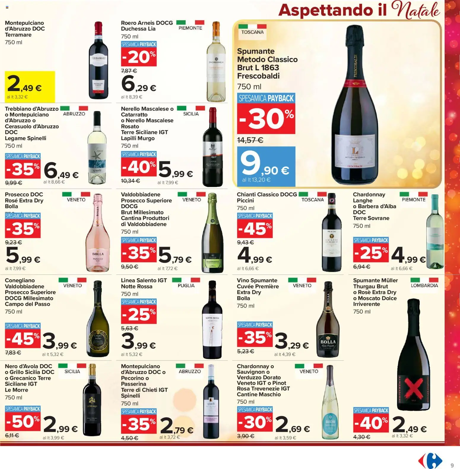 Volantino Carrefour del 17.11.2025 | Pagina: 9 | Prodotti: Prosecco, Vino, Spumante, Pecorino