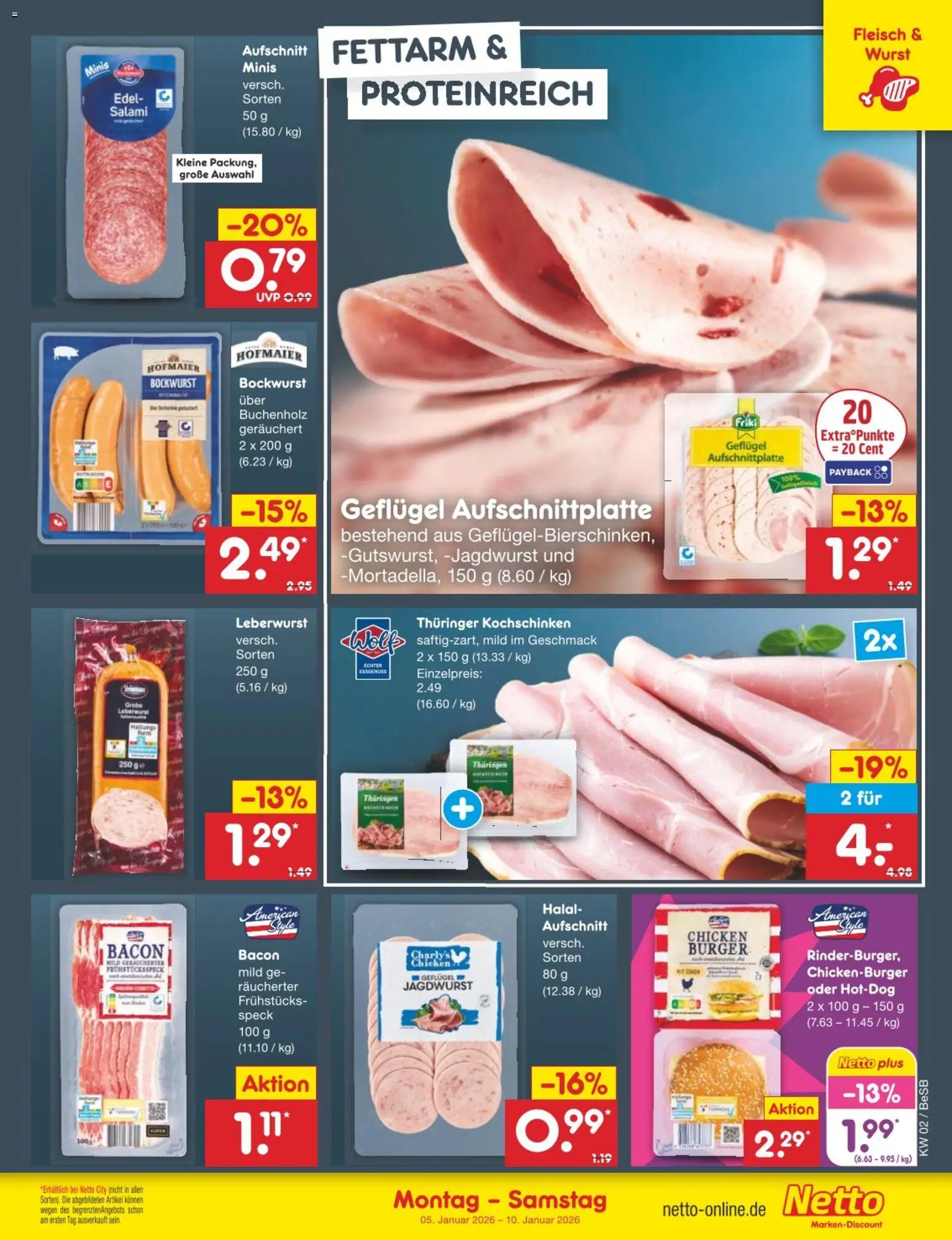 Netto Marken-Discount Prospekt 	 – gültig ab 05.01.2026 | Seite: 13 | Produkte: Bockwurst, Wurst, Salami, Fleisch