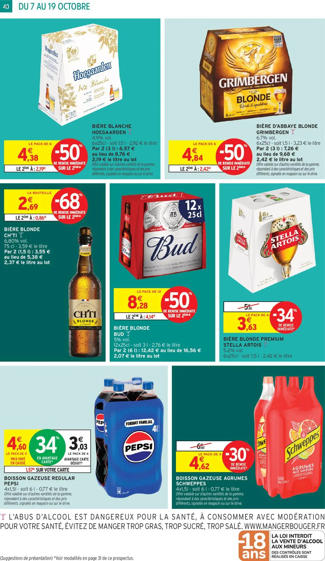 {H1} | Page: 40 | Produits: Bière blonde, Bière blonde Bud, Bière, Thé