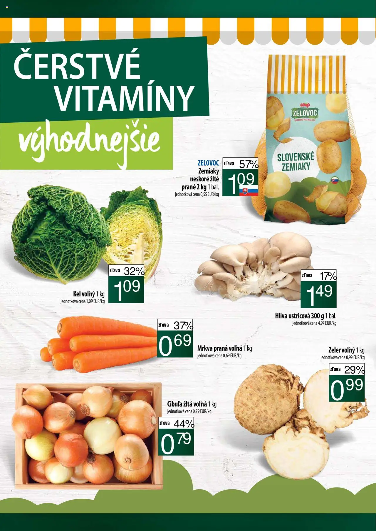 Nové COOP Jednota akcie – leták je platný od 11.09.2025 | Strana: 2 | Produkty: Kel, Mrkva, Zemiaky, Cibuľa