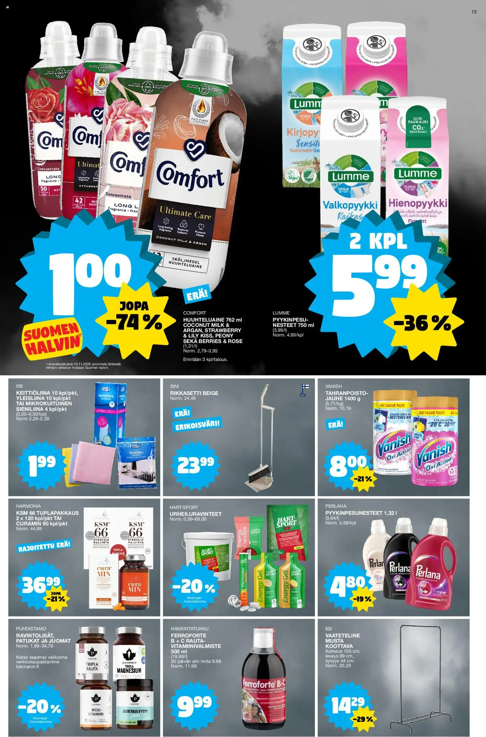 Tokmanni - Black Friday – voimassa 24.11.2025 alkaen | Sivu: 13 | Tuotteet: Jauhe, Huuhteluaine