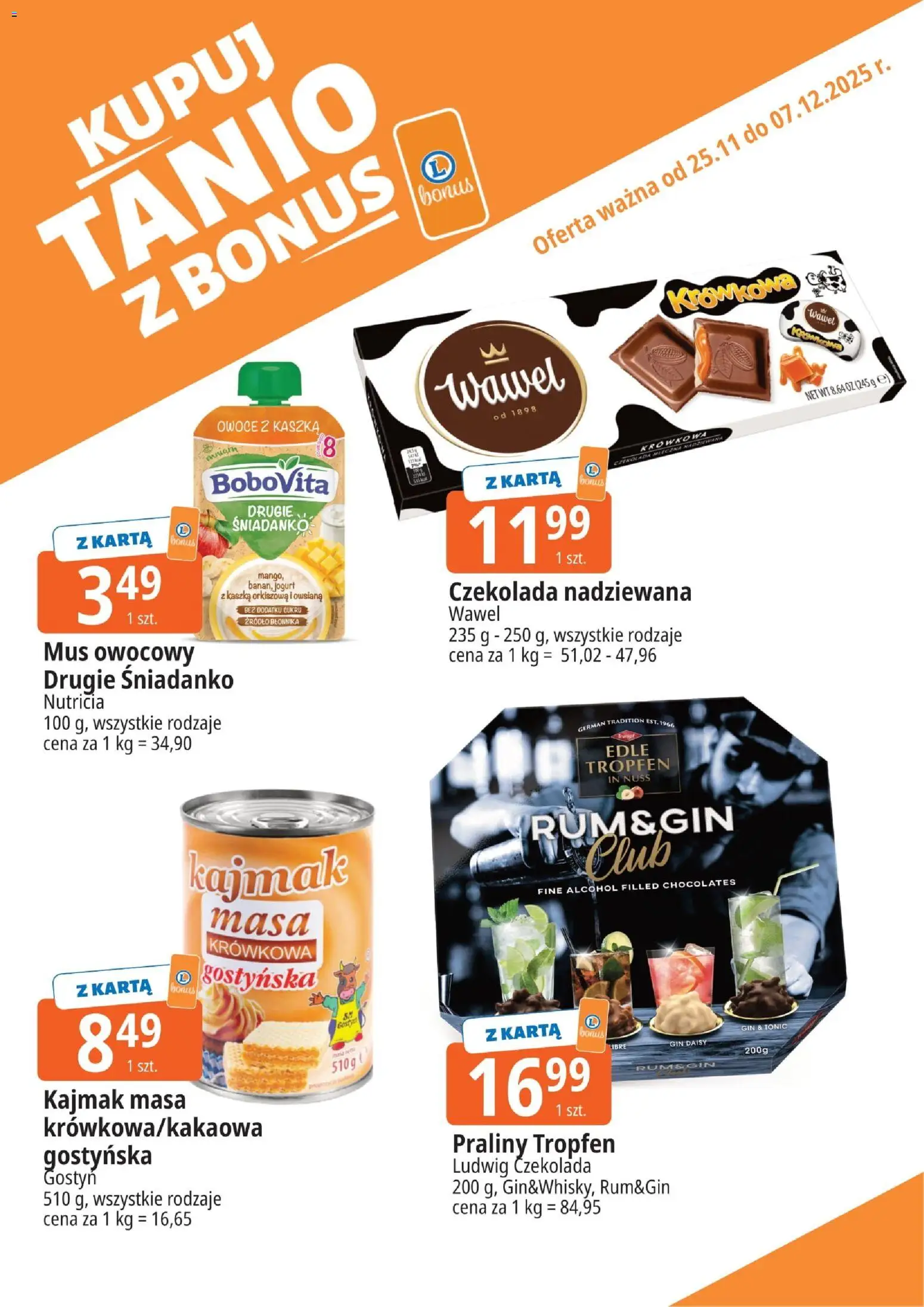E.Leclerc Gazetka - Warszawa Jerozolimskie kupony dodatkowe od 25.11.2025 | Strona: 8 | Produkty: Kajmak, Jogurt, Czekolada, Gin