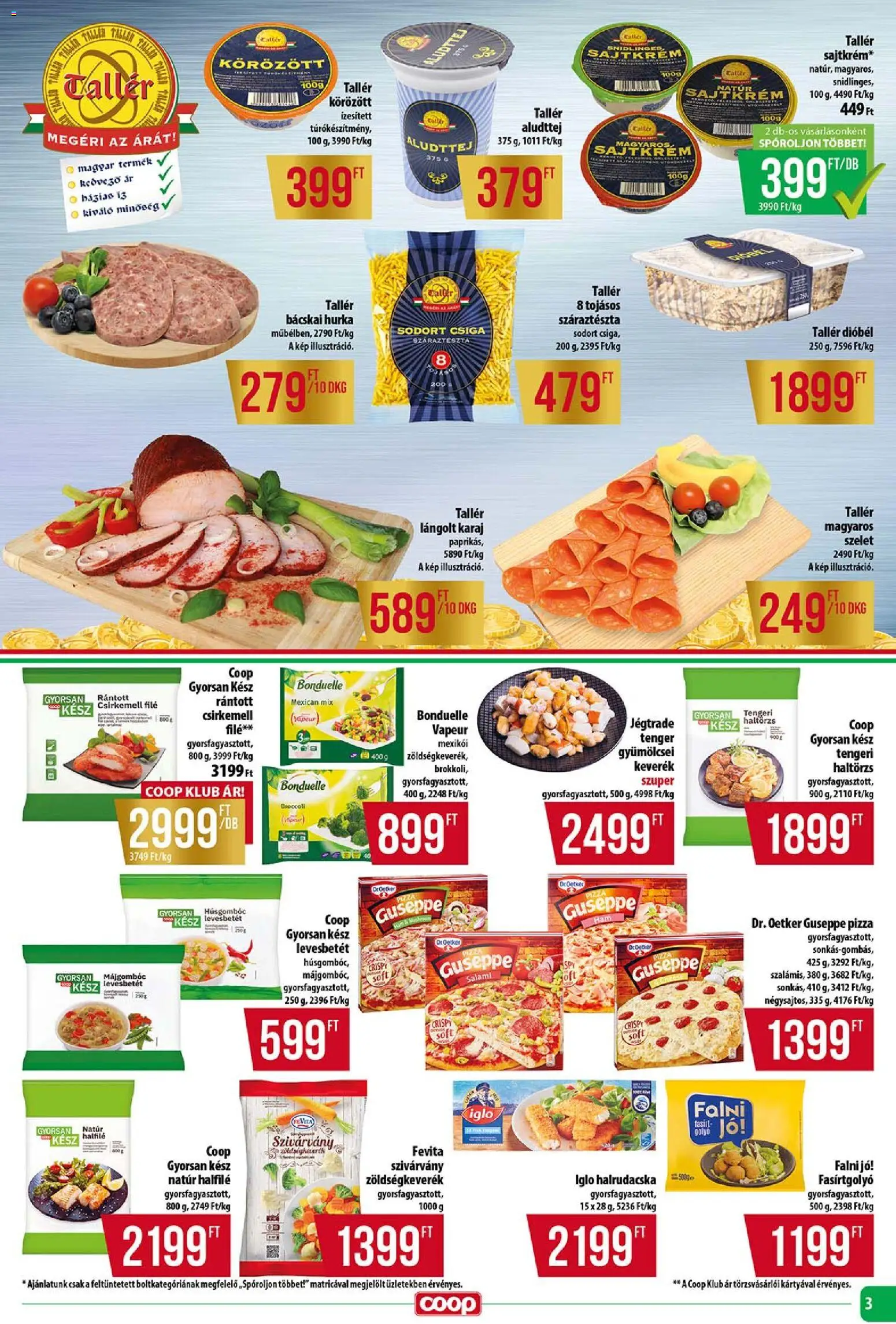 COOP akciós ujság - amely érvényes a következő dátumtól: 13.11.2025 | Oldal: 3 | Termékek: Körözött, Hurka, Száraztészta, Csirkemell