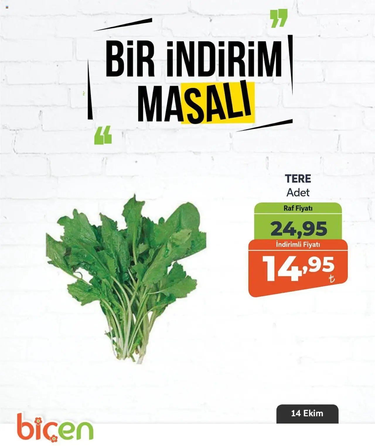 Biçen Market Sebze ve meyve - 14.10.2025 tarihinden itibaren geçerlidir | Sayfa: 15 | Ürünler: Raf, Tere