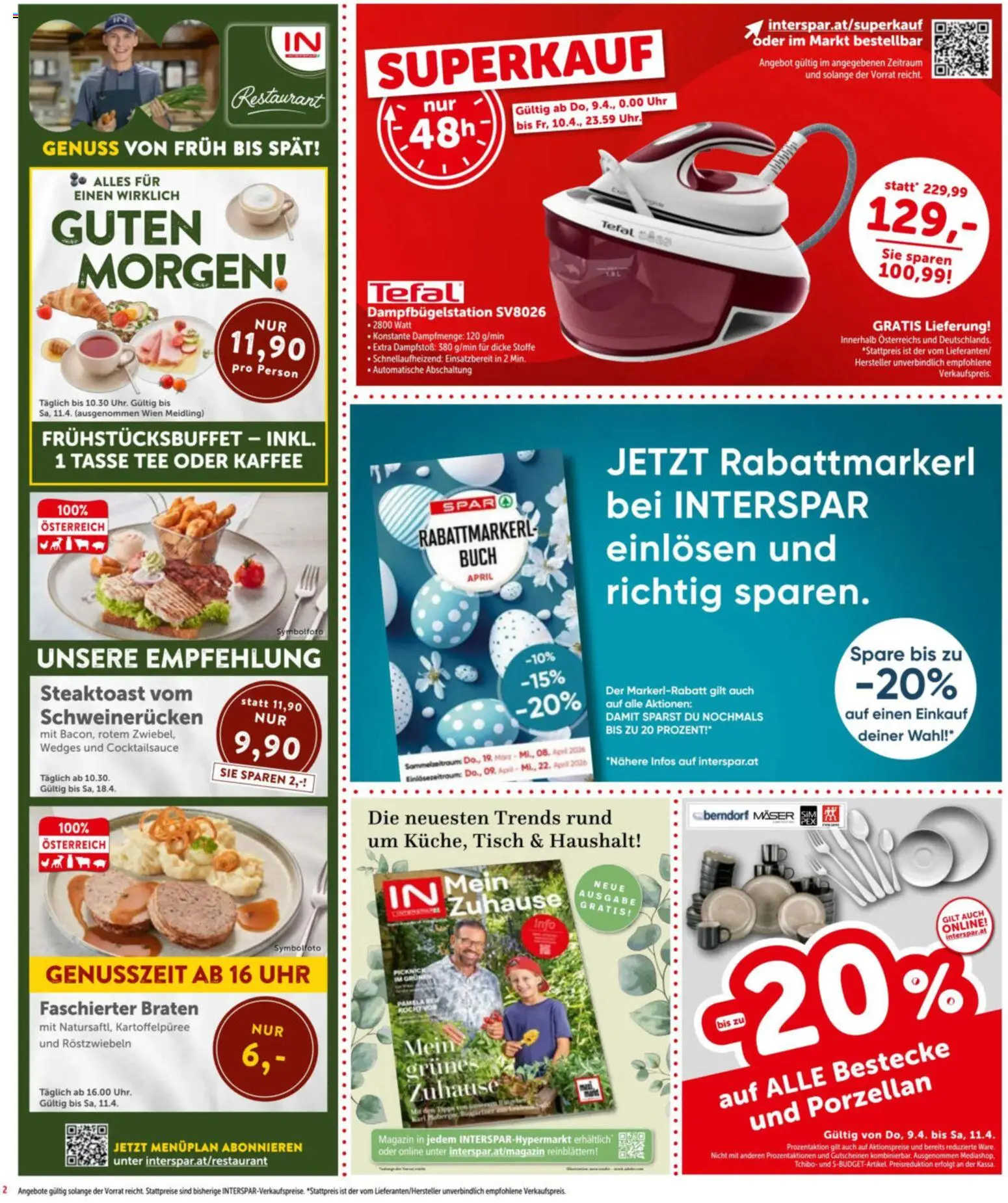 Interspar - Flugblatt gültig ab 09.04.2026 | Seite: 2 | Produkte: Uhr, Tisch, Kaffee, Tee