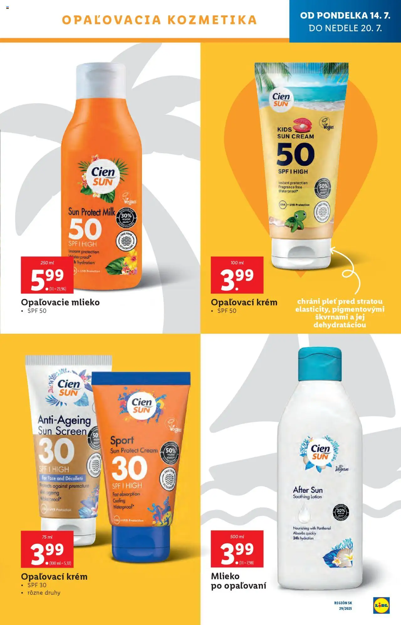 Lidl leták │ platný od 14.07.2025 | Strana: 35 | Produkty: Mlieko, Opaľovací krém, Krém