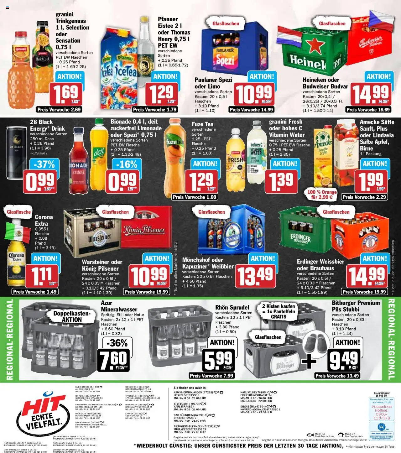 HIT - Hessen - gültig ab dem 11.08.2025 | Seite: 18 | Produkte: Pils, Bionade, Mineralwasser, Paulaner