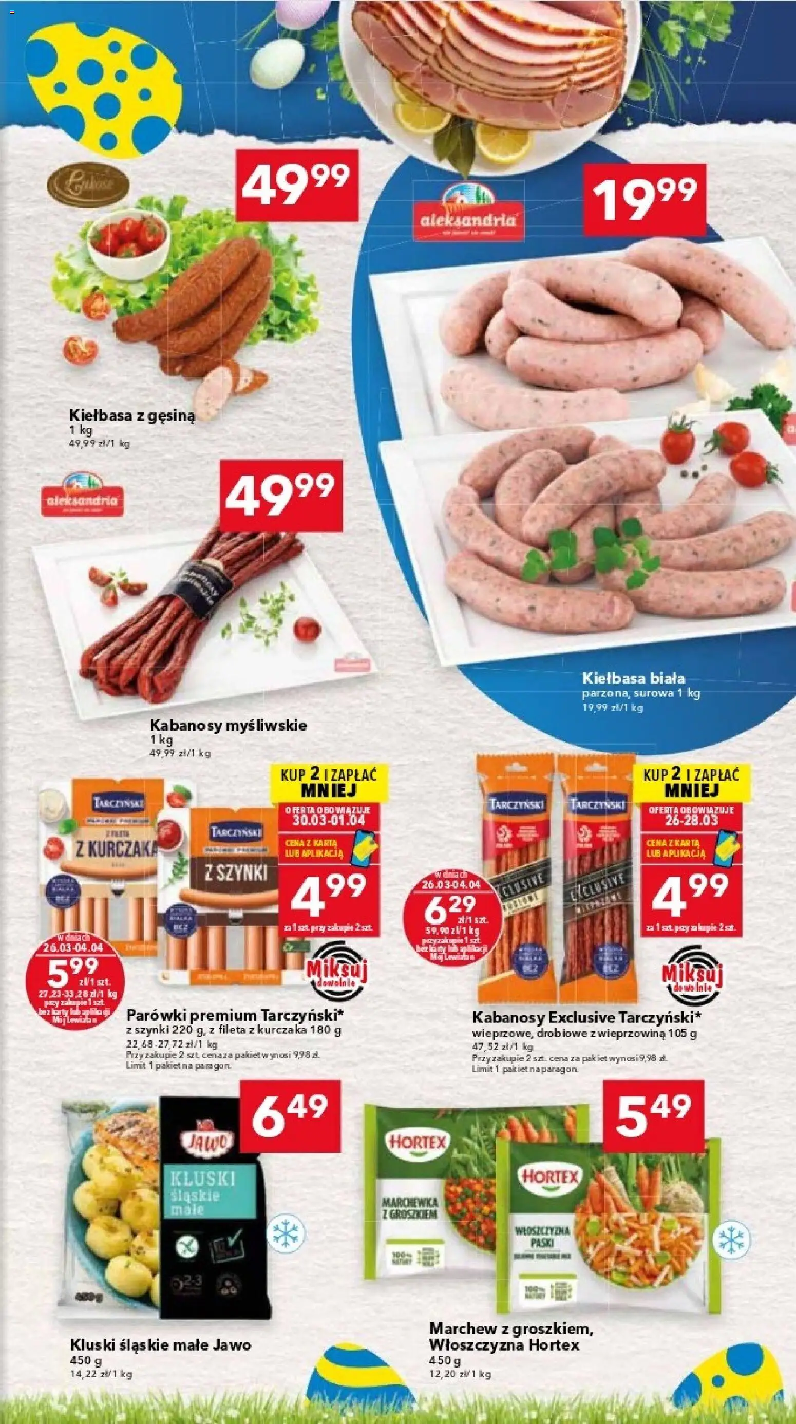 Lewiatan gazetka - Katowice od 26.03.2026 | Strona: 3 | Produkty: Karta, Kabanosy, Parówki, Kluski śląskie