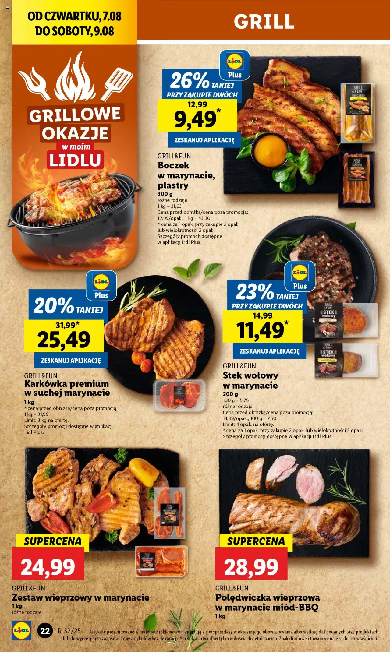 Lidl Gazetka od 07.08.2025 | Strona: 26 | Produkty: Karkówka, Grill, Polędwiczka wieprzowa, Boczek