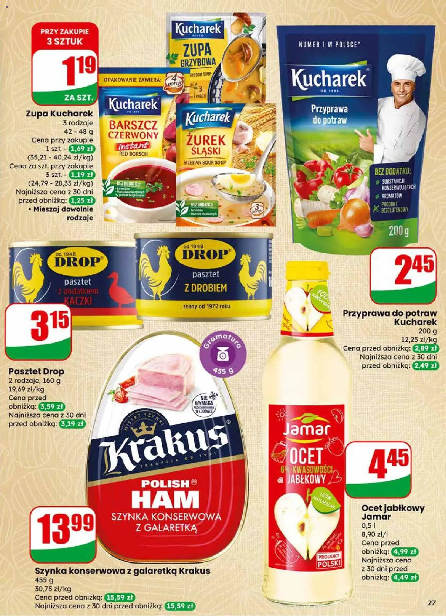 Dino gazetka od 01.04.2026 | Strona: 27 | Produkty: Galaretka, Ocet jabłkowy, Zurek, Zupa