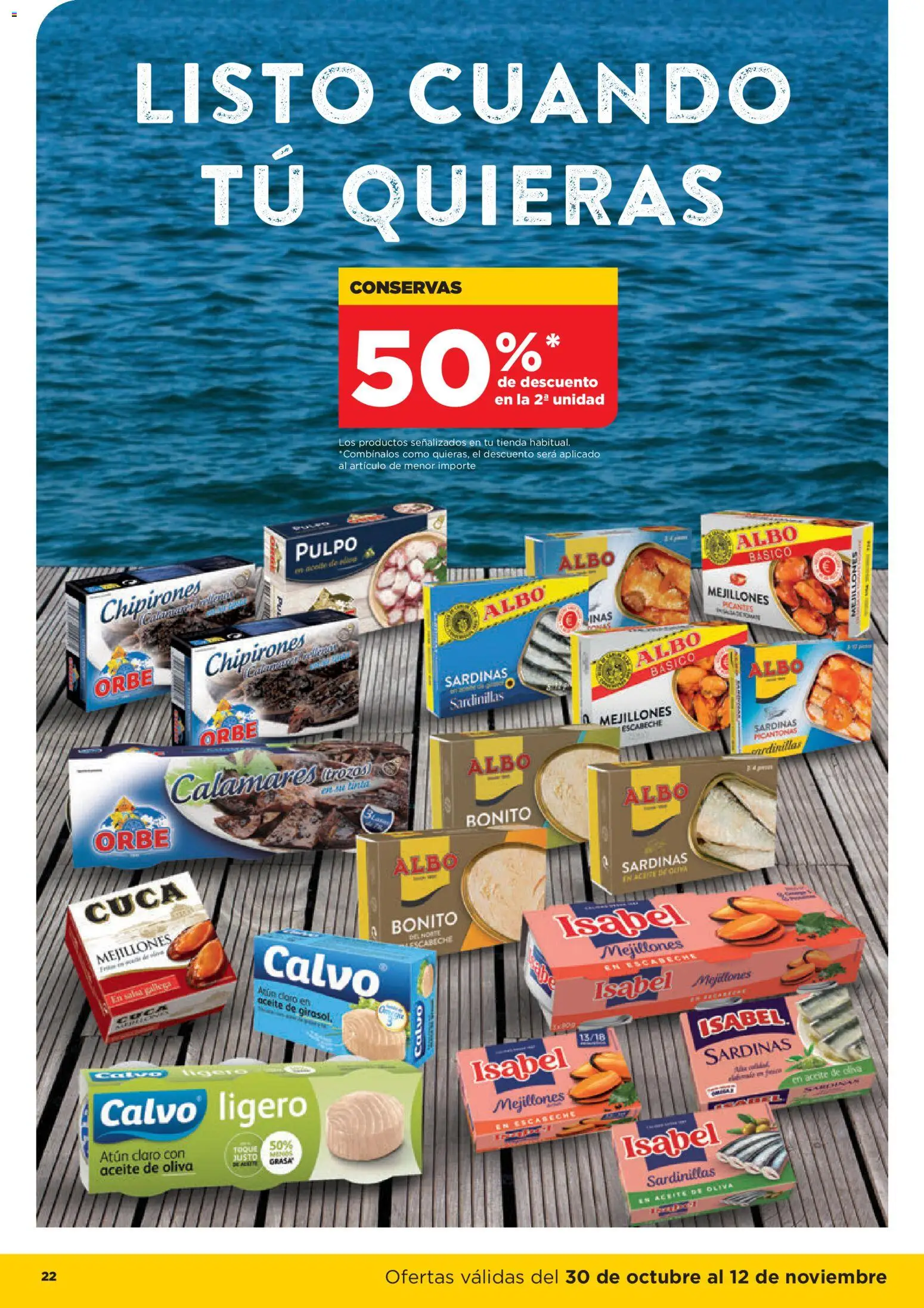 Alimerka folleto Asturias │ válido desde el 30.10.2025 | Página: 22 | Productos: Mejillones escabeche, Calamares, Sardinillas, Atún claro