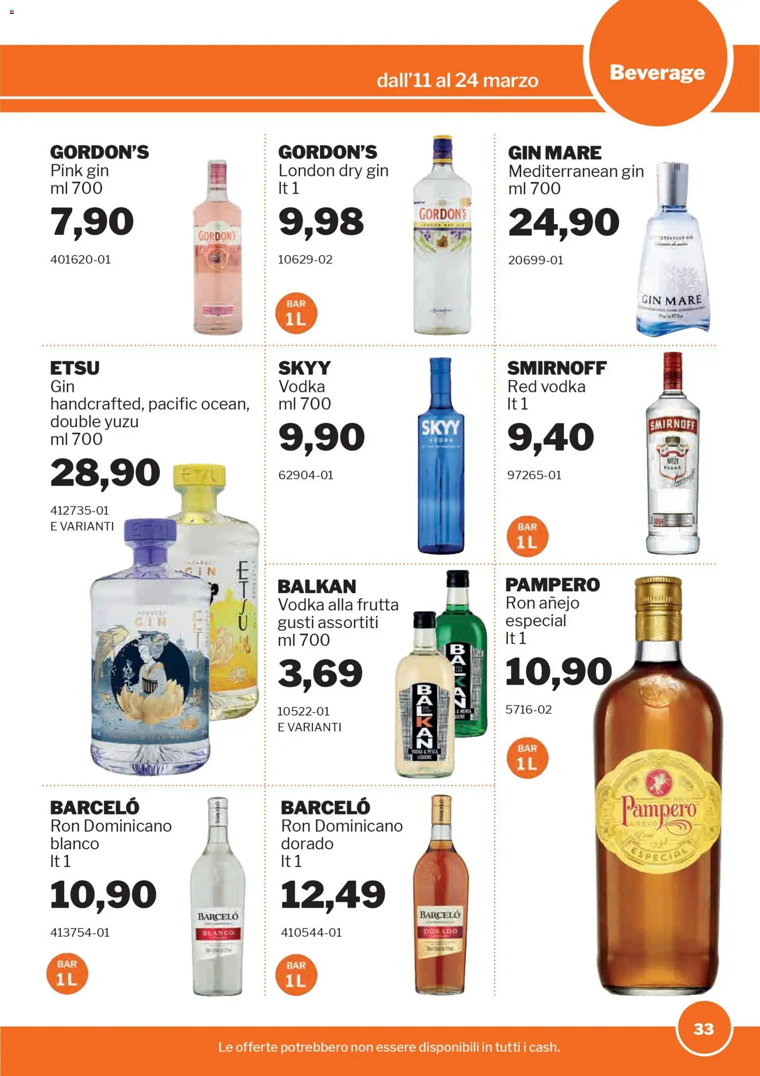 Volantino Sogegross del 11.03.2026 | Pagina: 33 | Prodotti: Gin, Vodka, Frutta