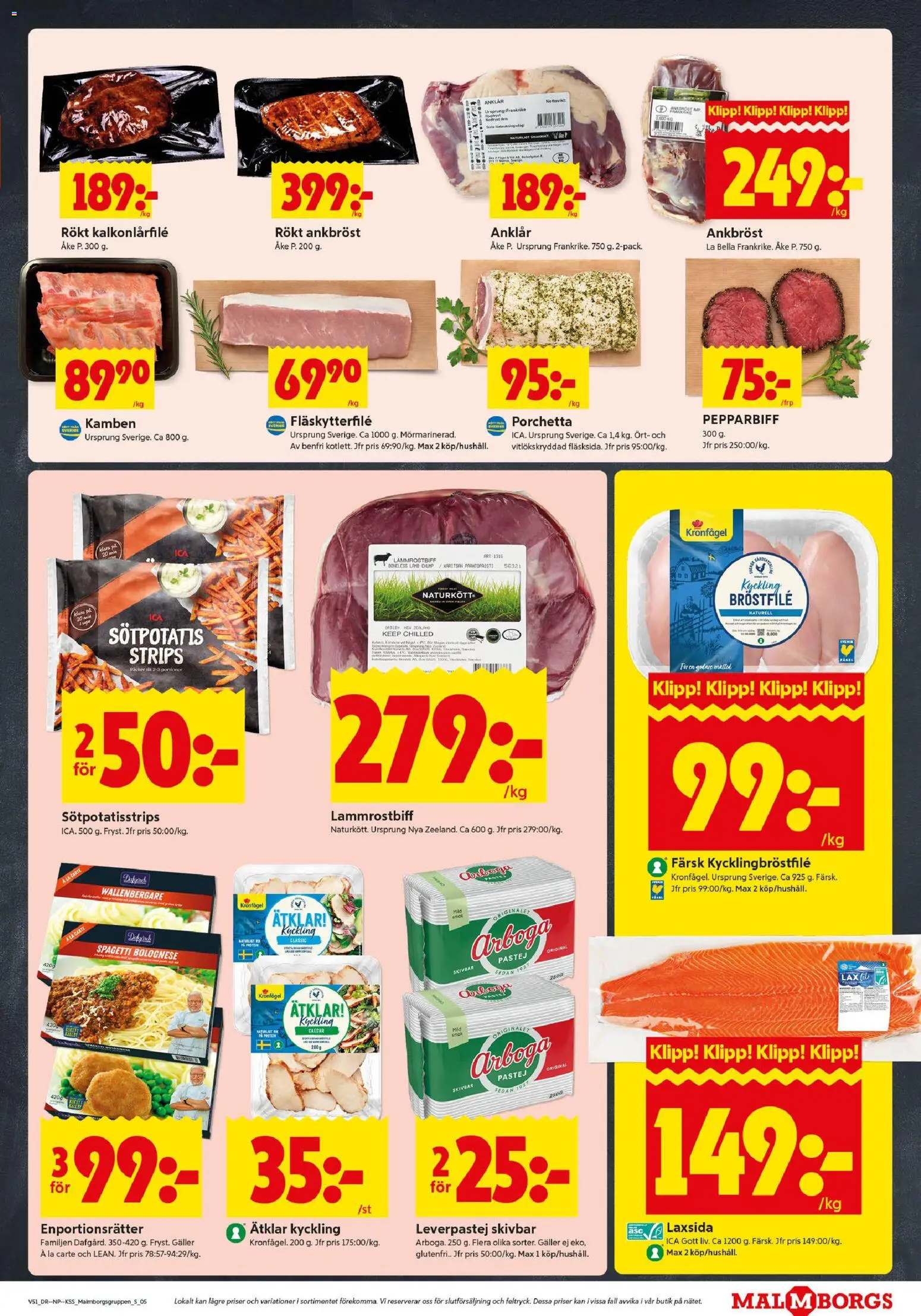 ICA Kvantum reklamblad aktuell från 15.12.2025 | Sida: 5 | Produkter: Galler, Fläskytterfilé, Lax, Sötpotatis