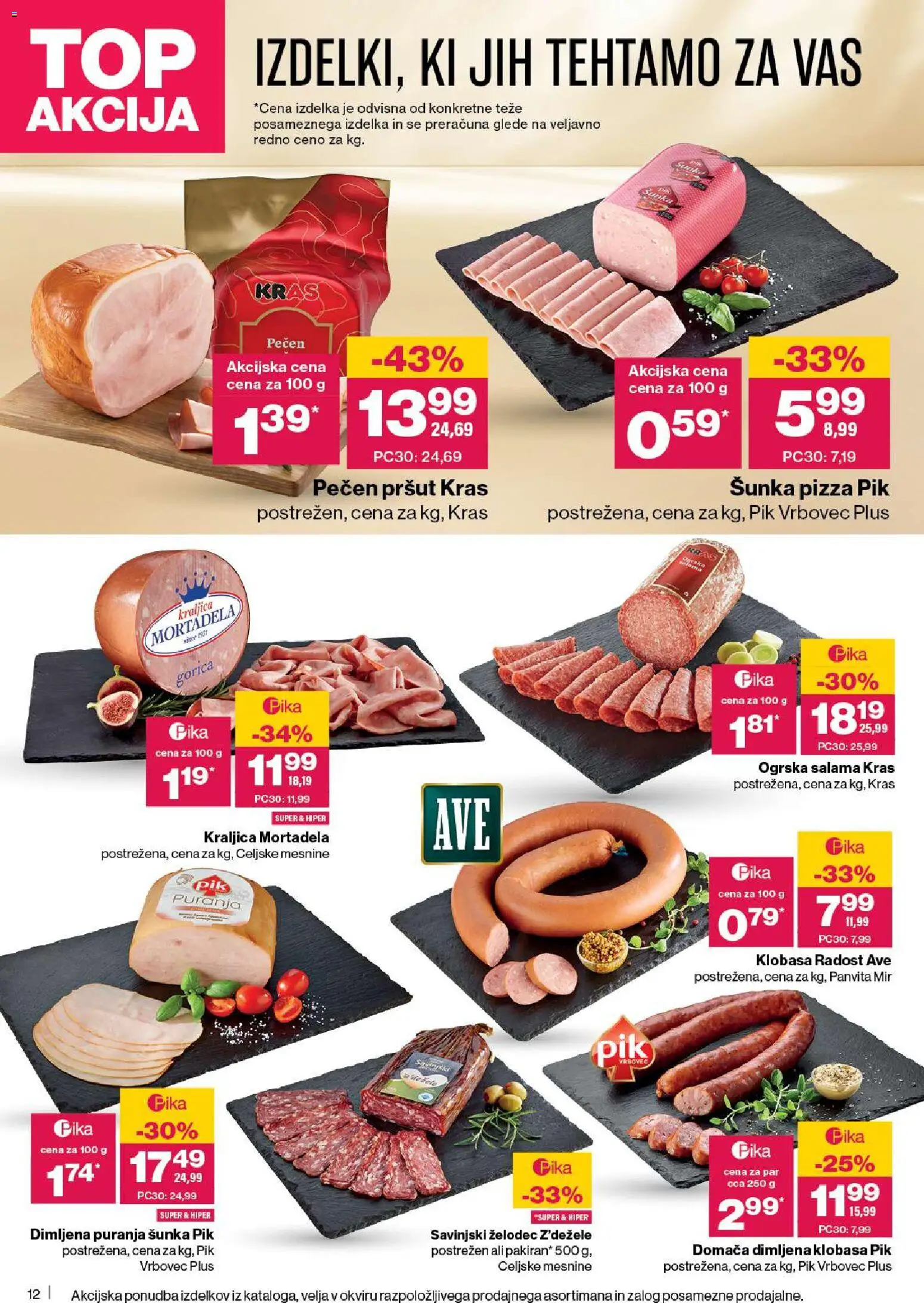 Novi Mercator katalog ponudbe – veljaven od 13.11.2025 | Stran: 12 | Izdelki: Pršut, Mortadela, Salama, Sunka