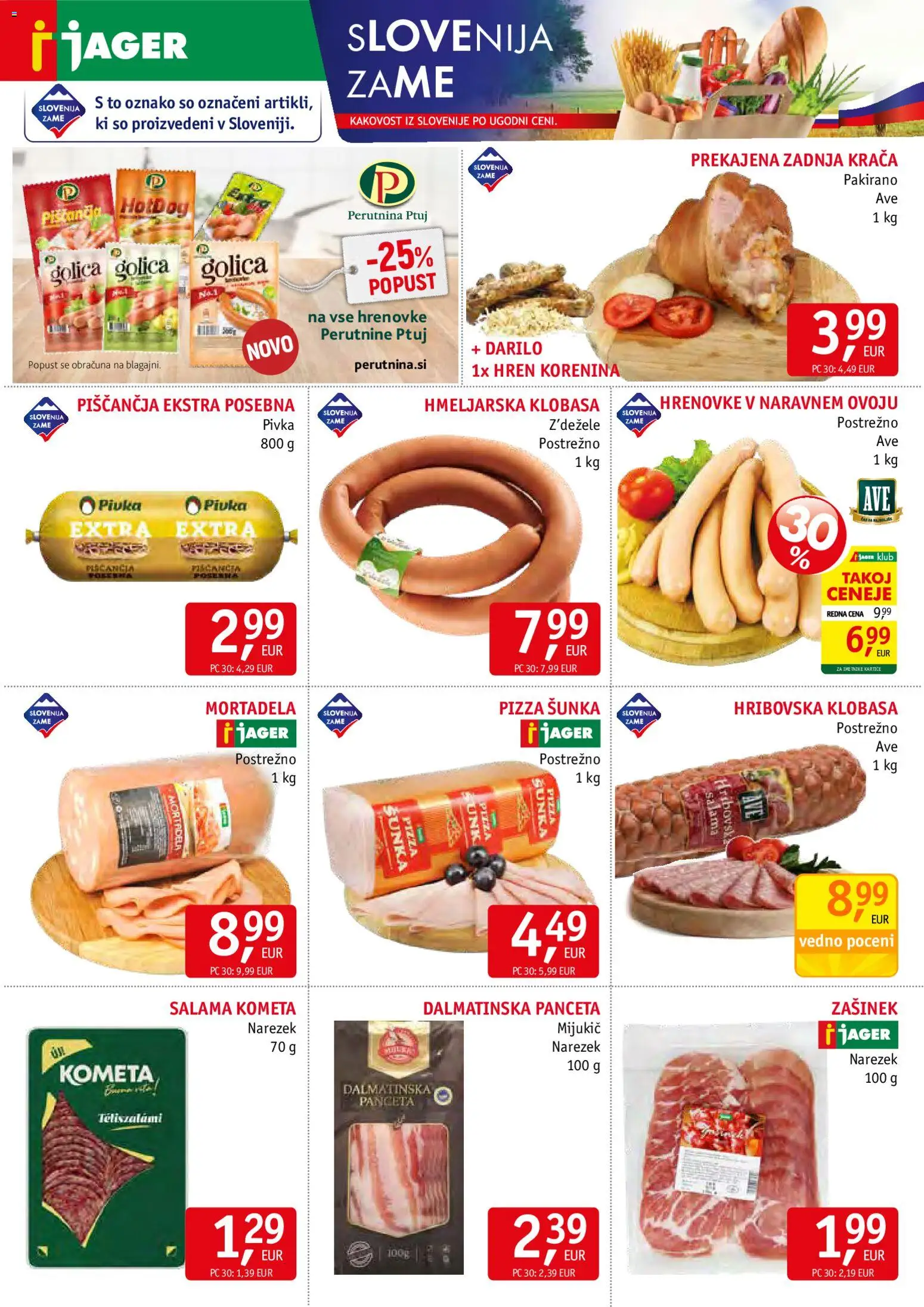 Novi Jager katalog ponudbe – veljaven od 22.04.2026 | Stran: 2 | Izdelki: Mortadela, Narezek, Salama, Sunka