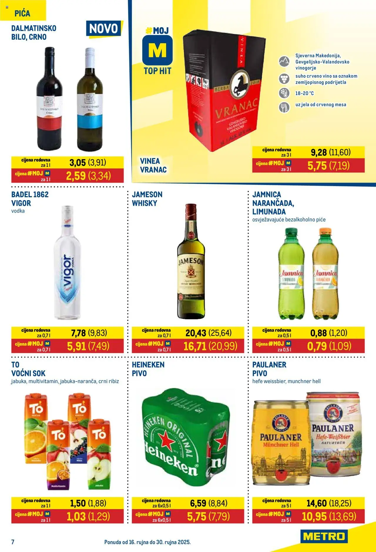 Metro katalog | vrijedi od 16.09.2025 | Stranica: 7 | Proizvodi: Pivo, Heineken, Whisky, Vodka