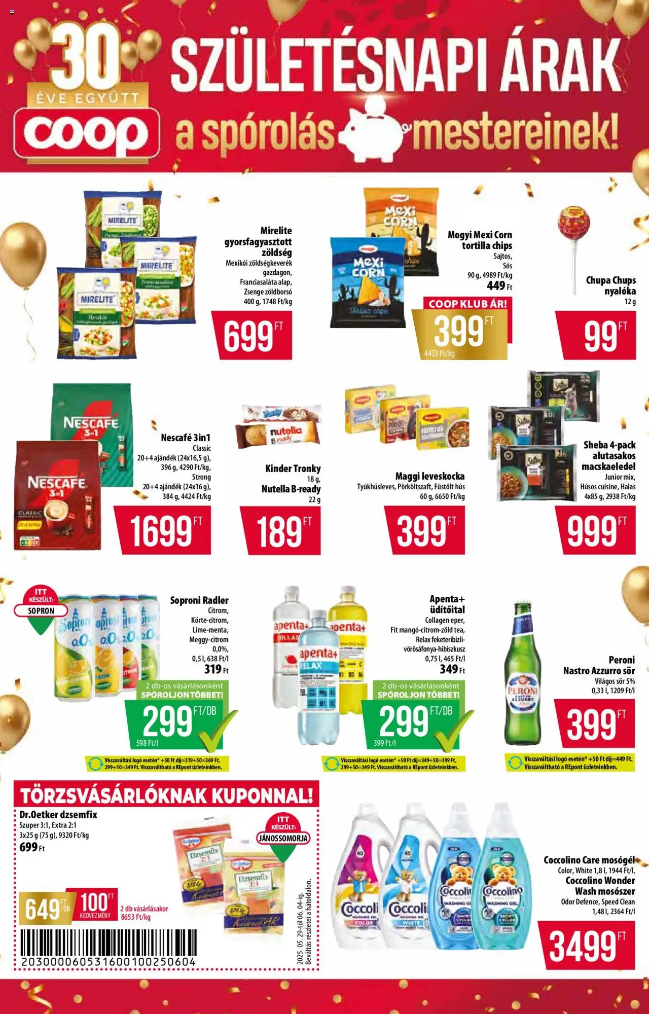 COOP akciós ujság - amely érvényes a következő dátumtól: 29.05.2025 | Oldal: 3 | Termékek: Nescafé, Radler, Nutella, Sör