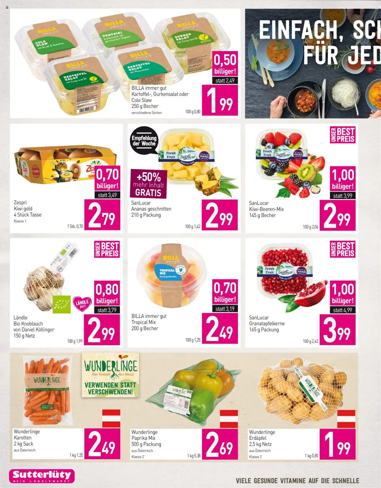 Sutterlüty Flugblatt gültig ab 21.08.2025 | Seite: 14 | Produkte: Salat, Mayonnaise, Knoblauch, Ananas