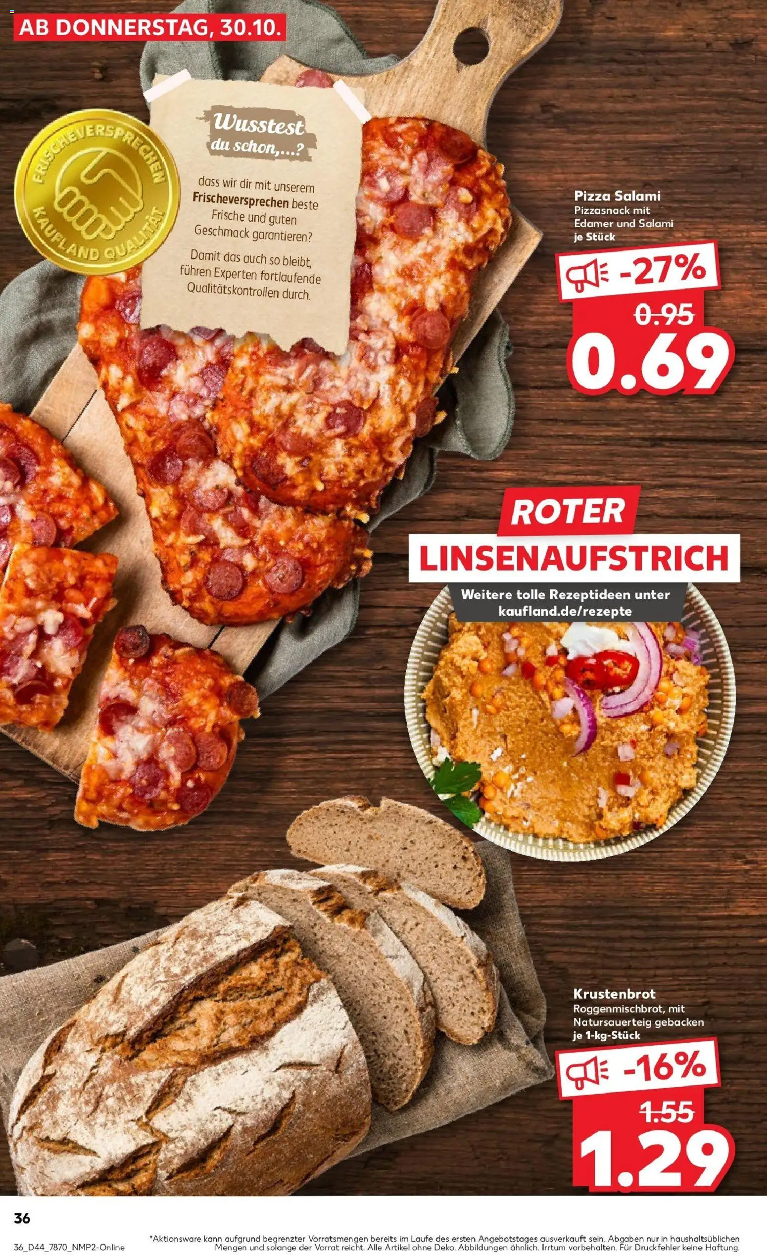 Kaufland prospekt Tübingen	 – gültig ab 30.10.2025 | Seite: 36 | Produkte: Edamer, Salami, Pizza