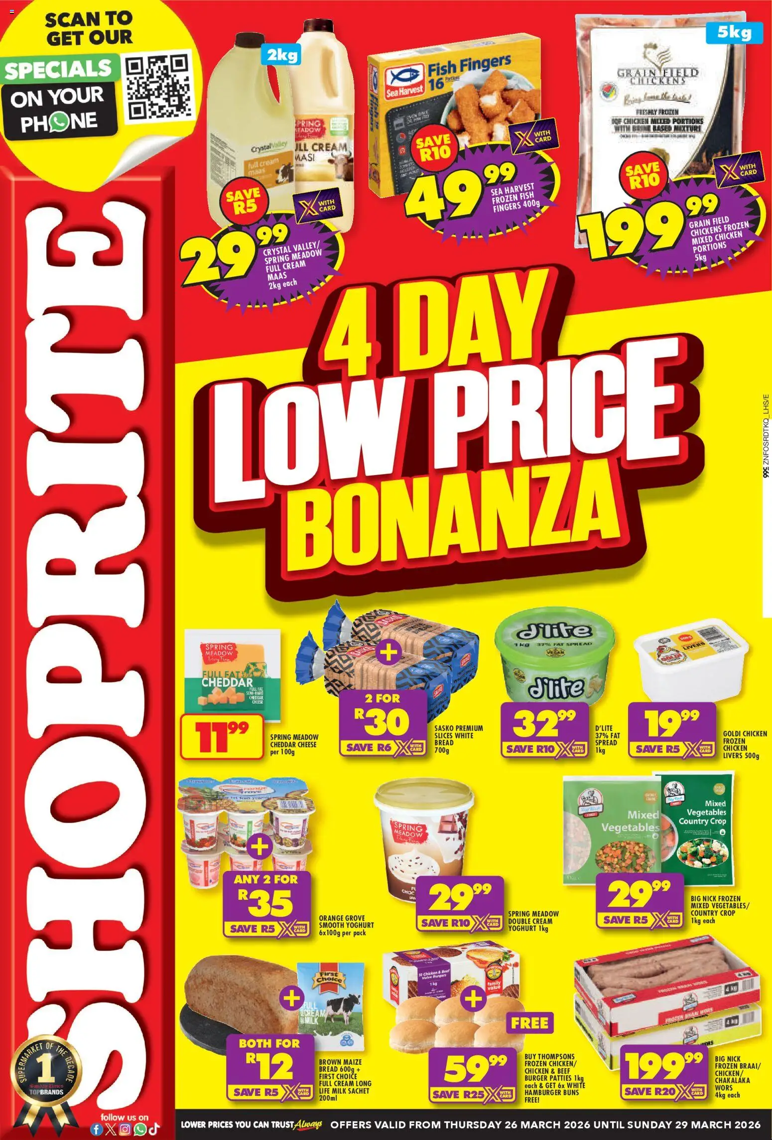 New Shoprite catalogue – valid from 26.03.2026 | Page: 1 | Products: Yoghurt, Chicken, Valve, Cream