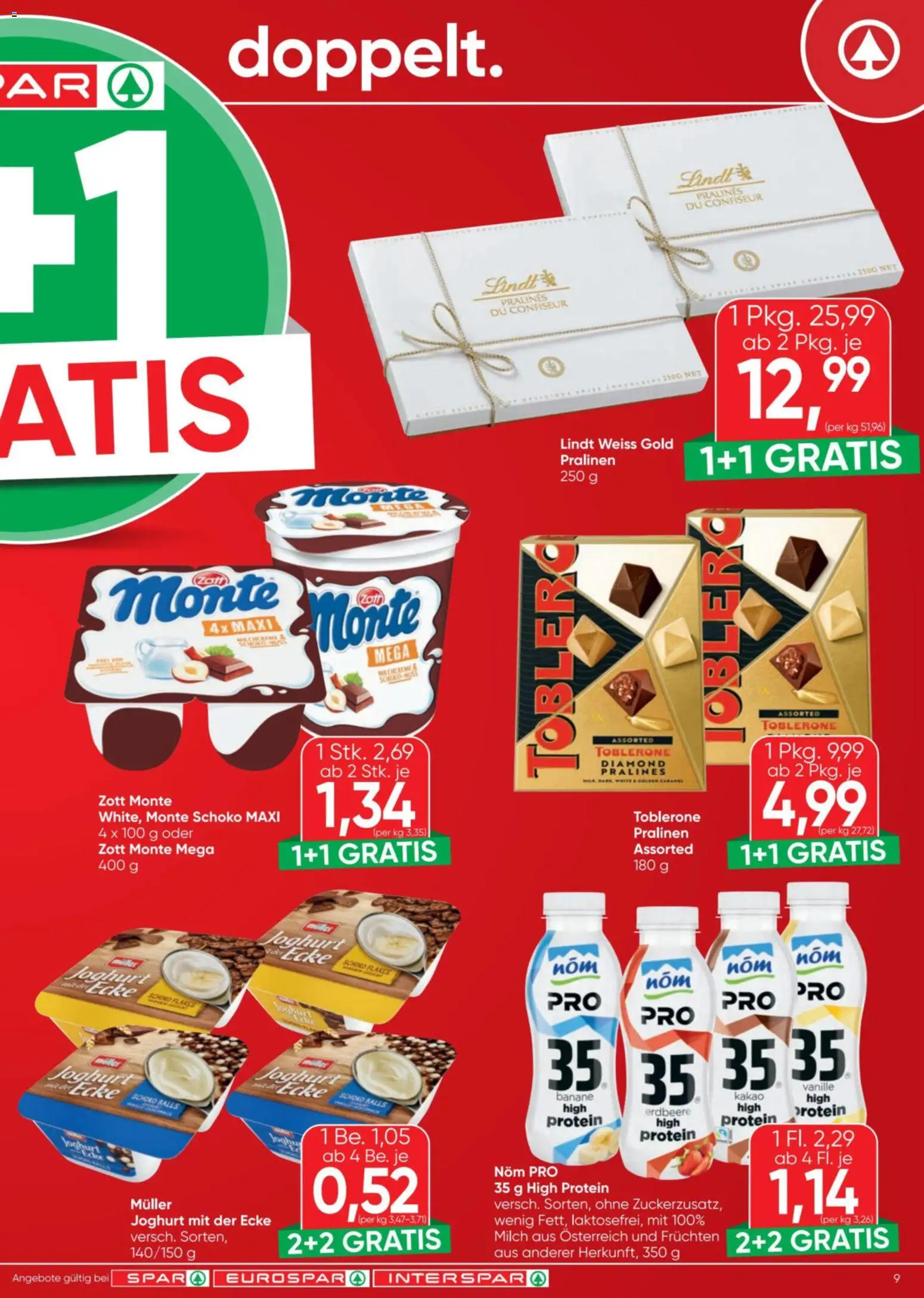Spar Flugblatt gültig ab 04.12.2025 | Seite: 9 | Produkte: Milch, Joghurt