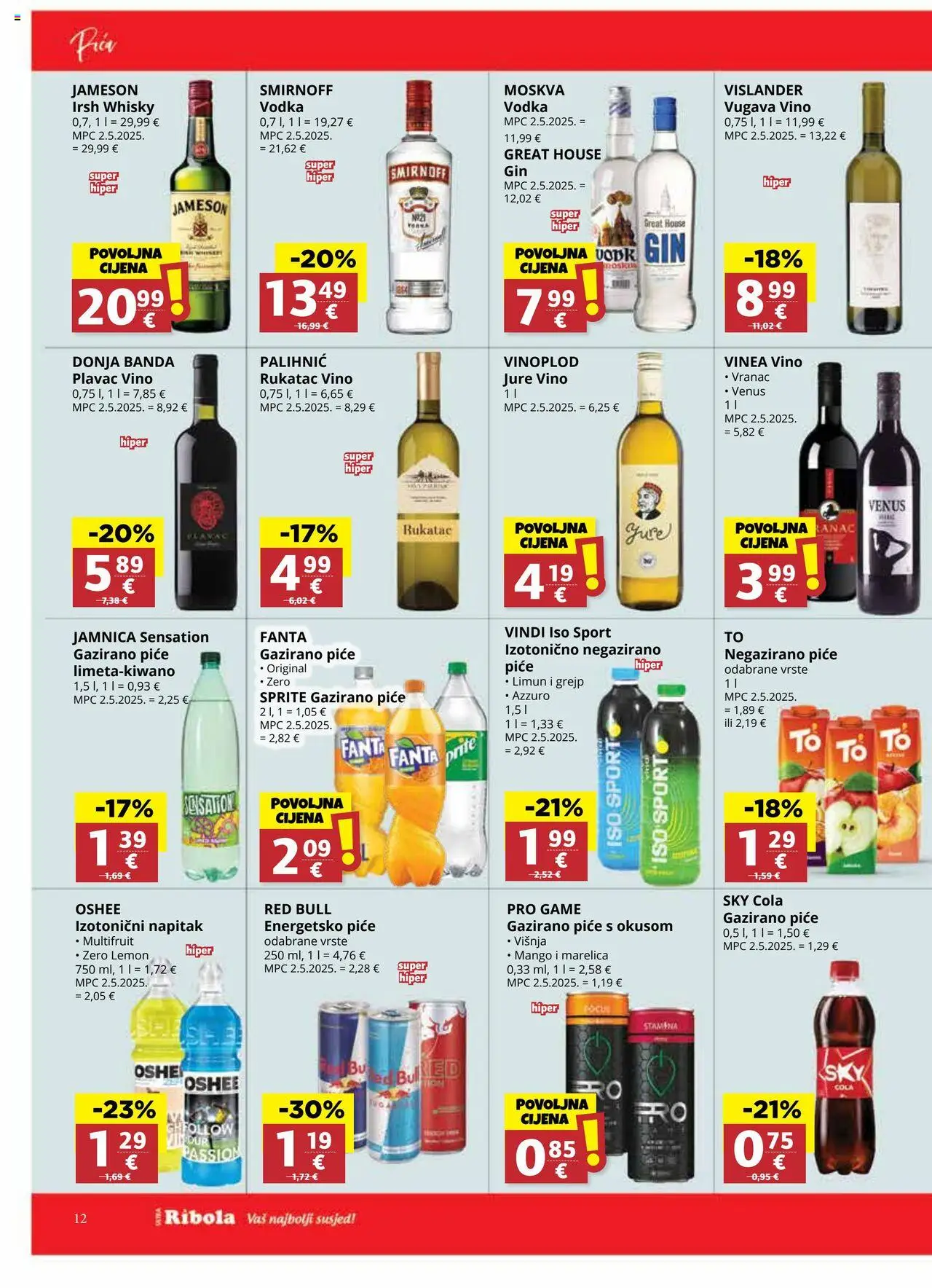 Ribola katalog | vrijedi od 17.09.2025 | Stranica: 12 | Proizvodi: Sky Cola, Grejp, Red Bull, Vodka