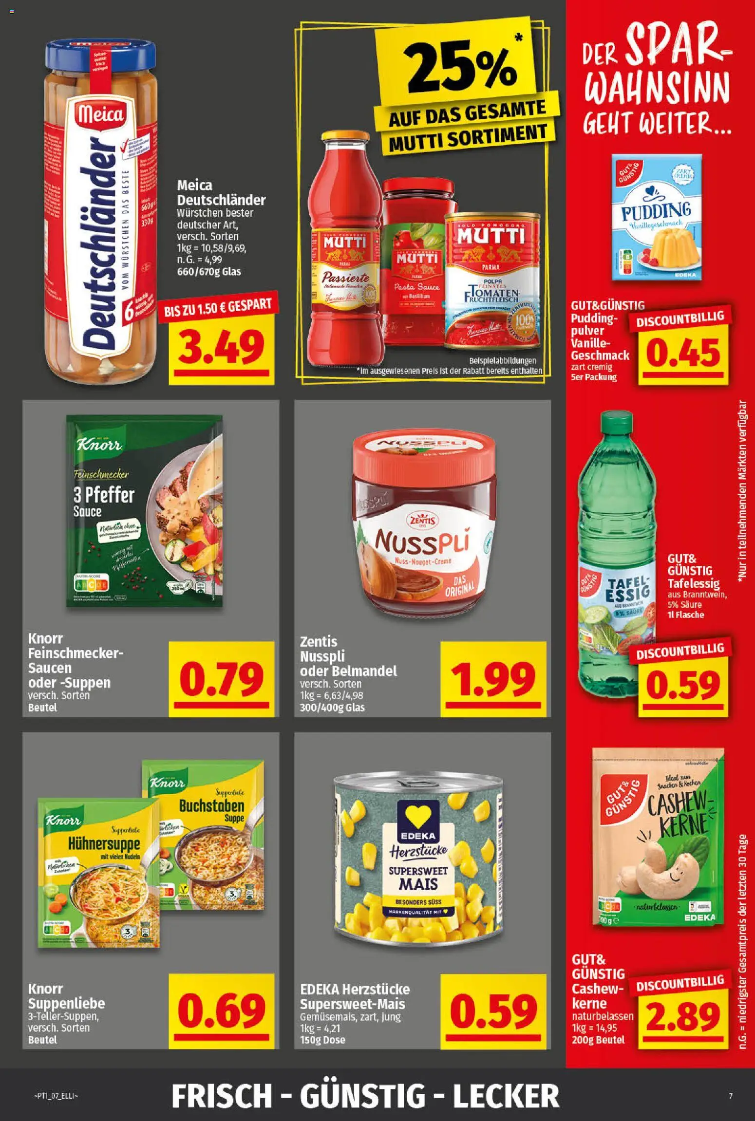 Elli Markt - Broschüre – gültig ab 09.03.2026 | Seite: 7 | Produkte: Meica, Pfeffer, Nudeln, Zentis nusspli