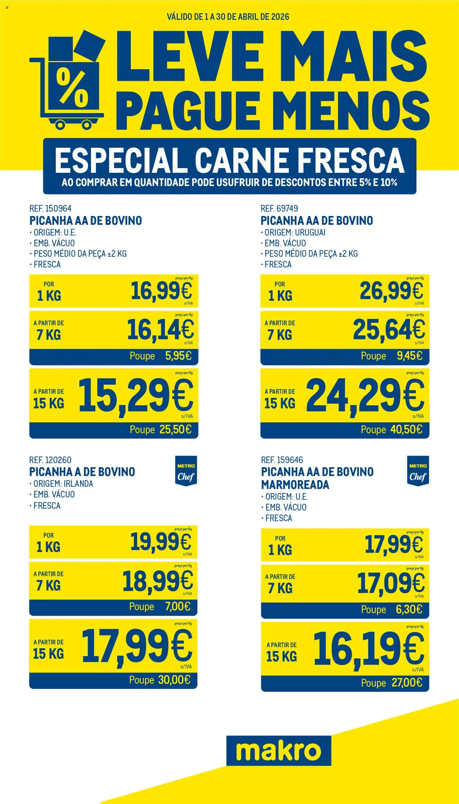 Makro Leve Mais Pague Menos - Carne Fresca │ válido de 01.04.2026 | Página: 1 | Produtos: Carne