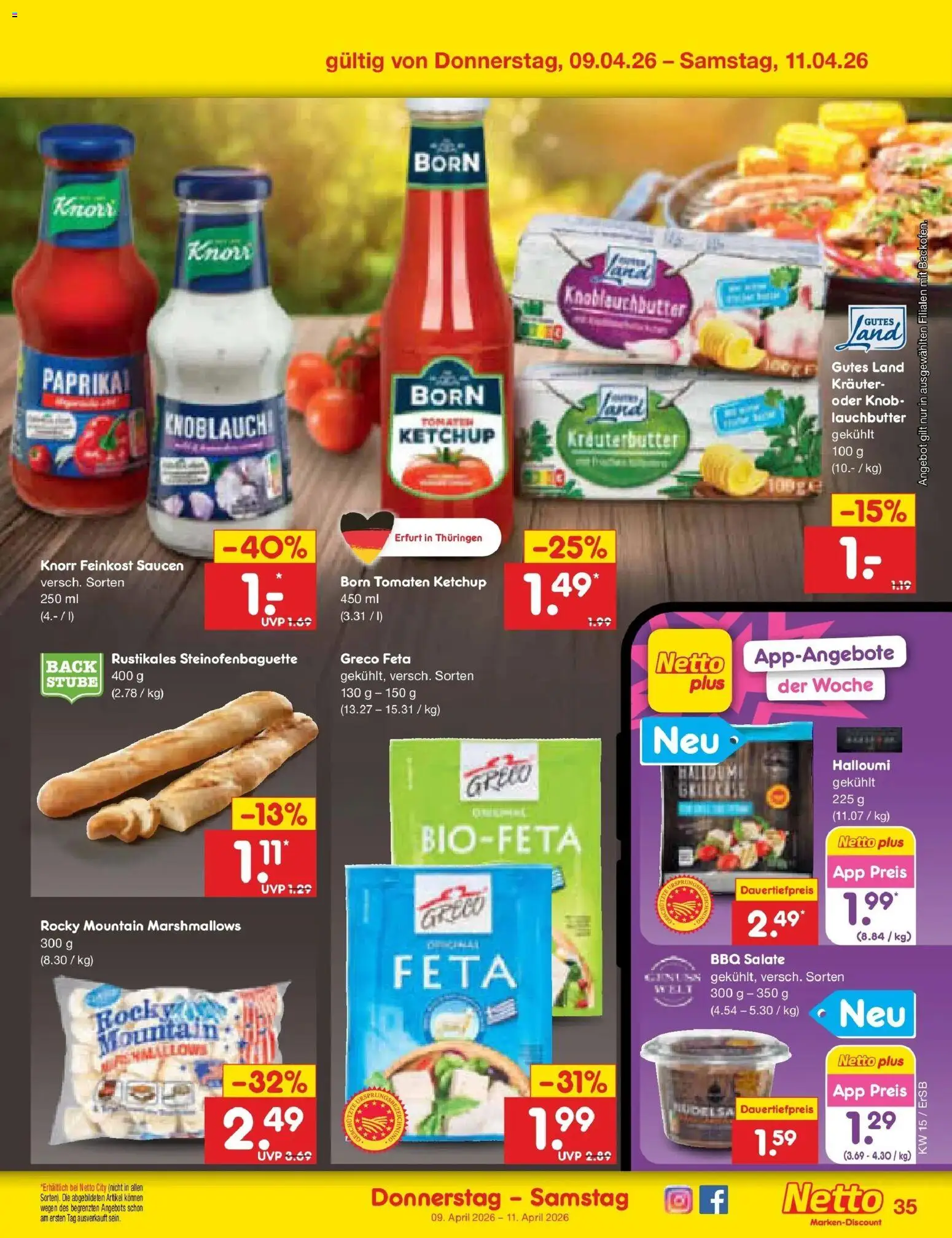 Netto Marken-Discount Prospekt Nordhausen	 – gültig ab 07.04.2026 | Seite: 51 | Produkte: Feta, Kräuterbutter, Tomaten, Knorr