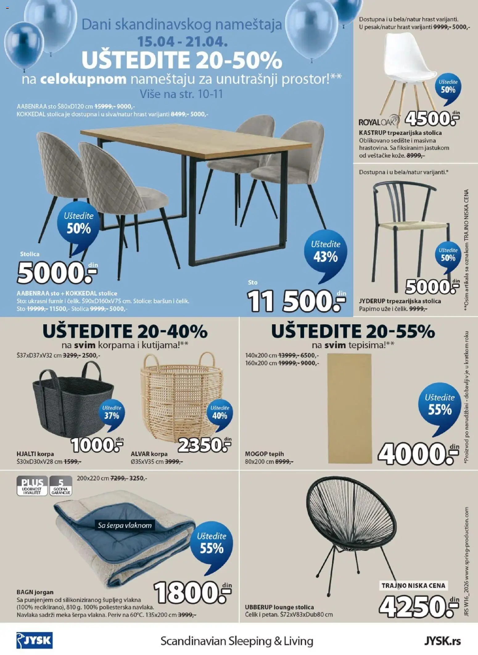 Jysk katalog - važi od 15.04.2026 | Strana: 12 | Proizvode: Jorgan, Sto, Korpa, Tepih