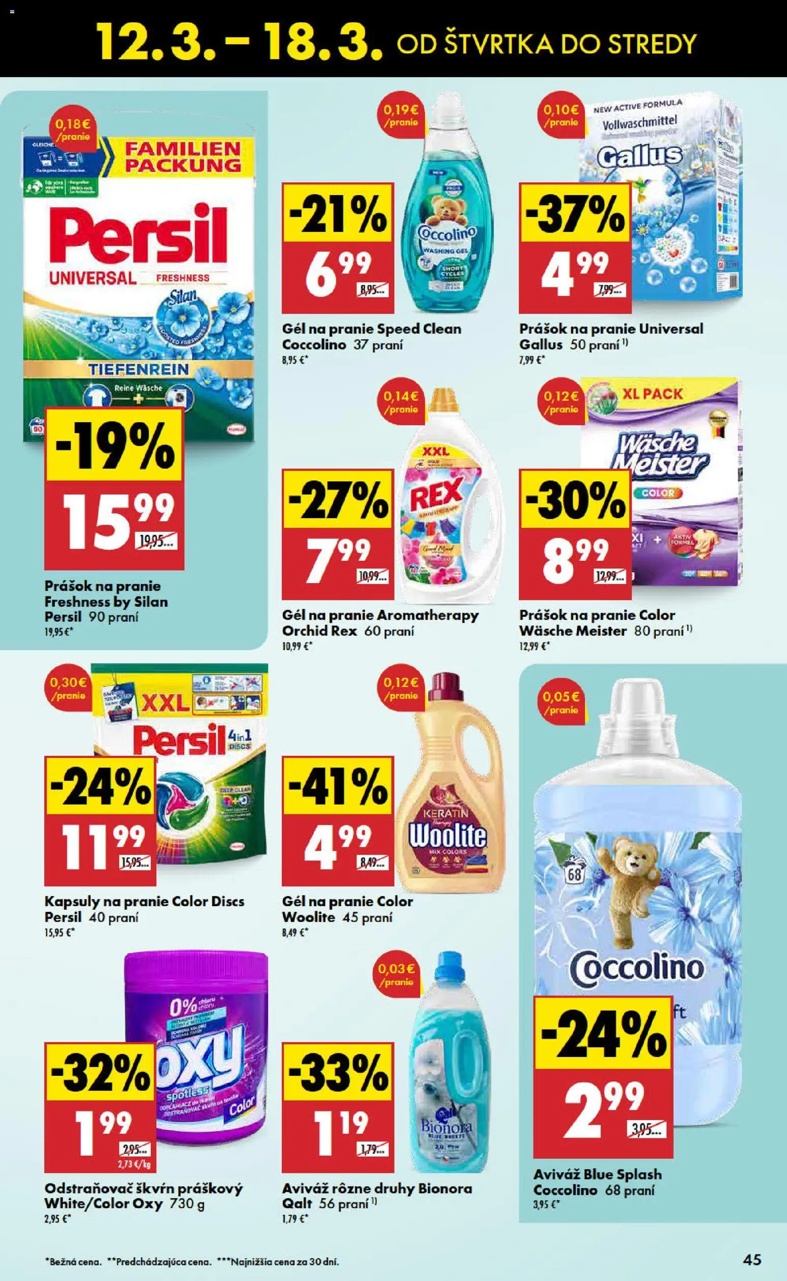 Nové Biedronka akcie – leták je platný od 12.03.2026 | Strana: 45 | Produkty: Silan, Prášok na pranie, Aviváž, Coccolino