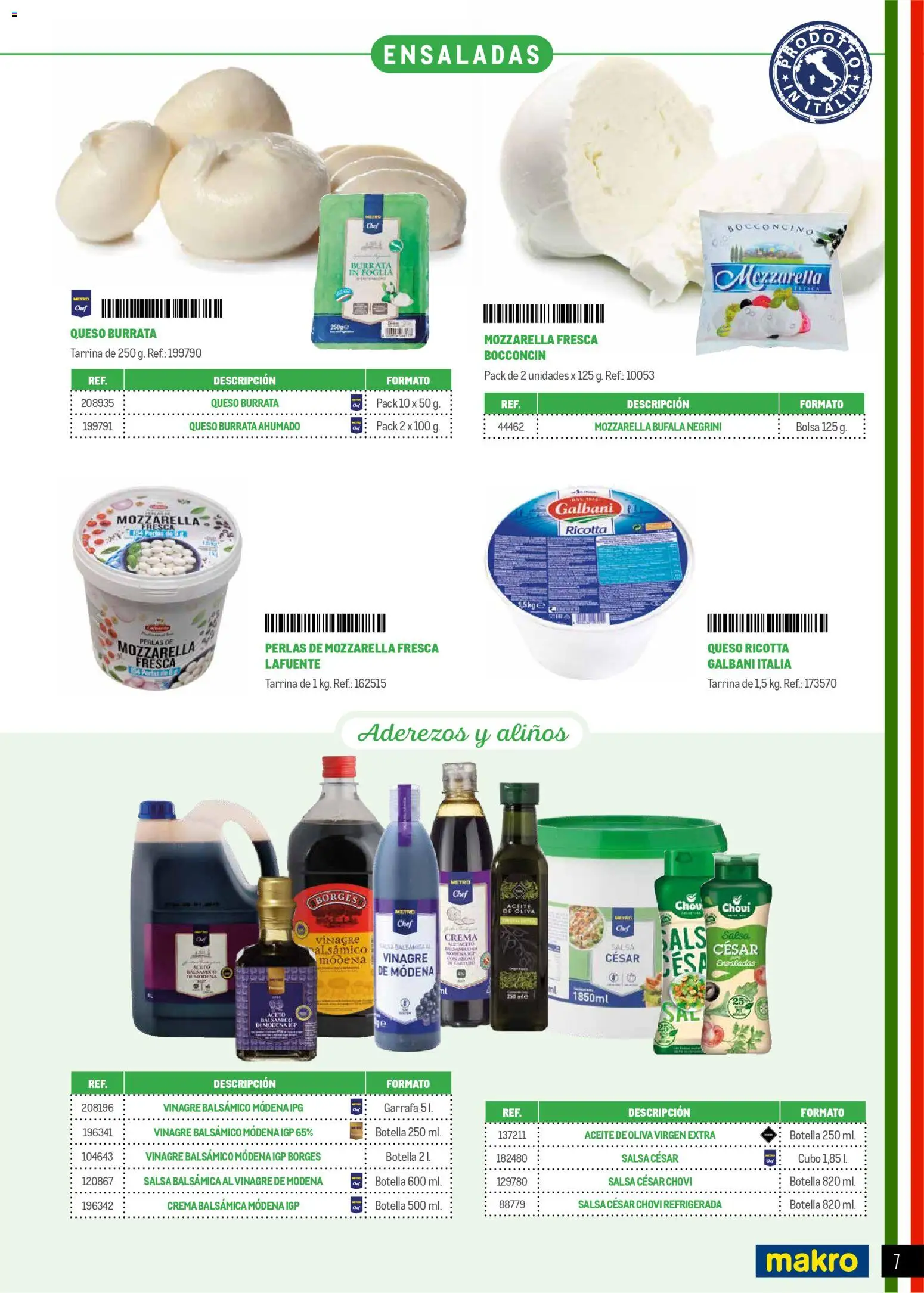 Makro Restaurantes italianos Prat │ válido desde el 27.03.2026 | Página: 7 | Productos: Aceite, Crema, Aceite de oliva, Δεξαμενή