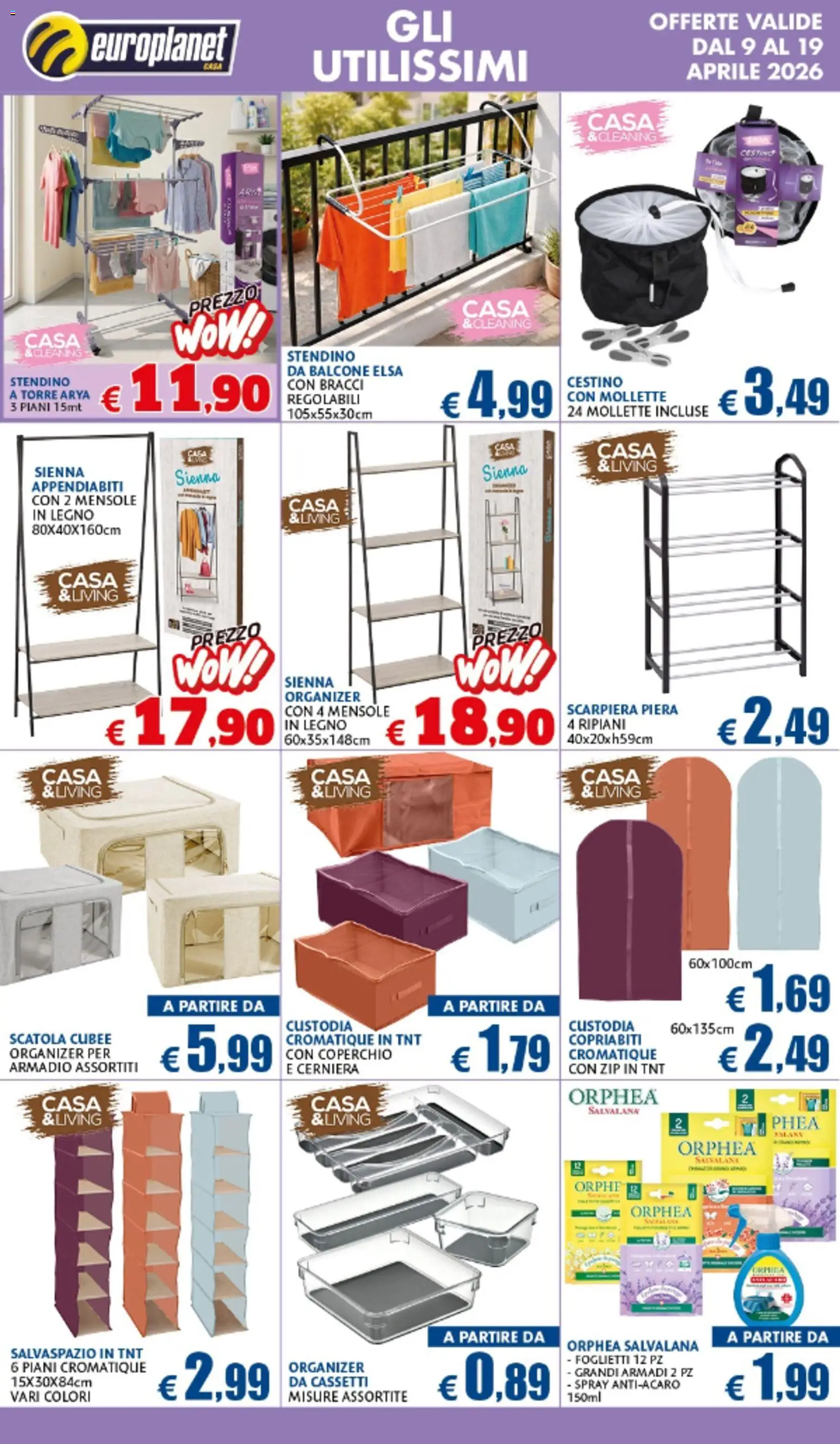 Volantino Europlanet Casa del 09.04.2026 | Pagina: 9 | Prodotti: Scarpiera, Armadio, Scatola, Appendiabiti