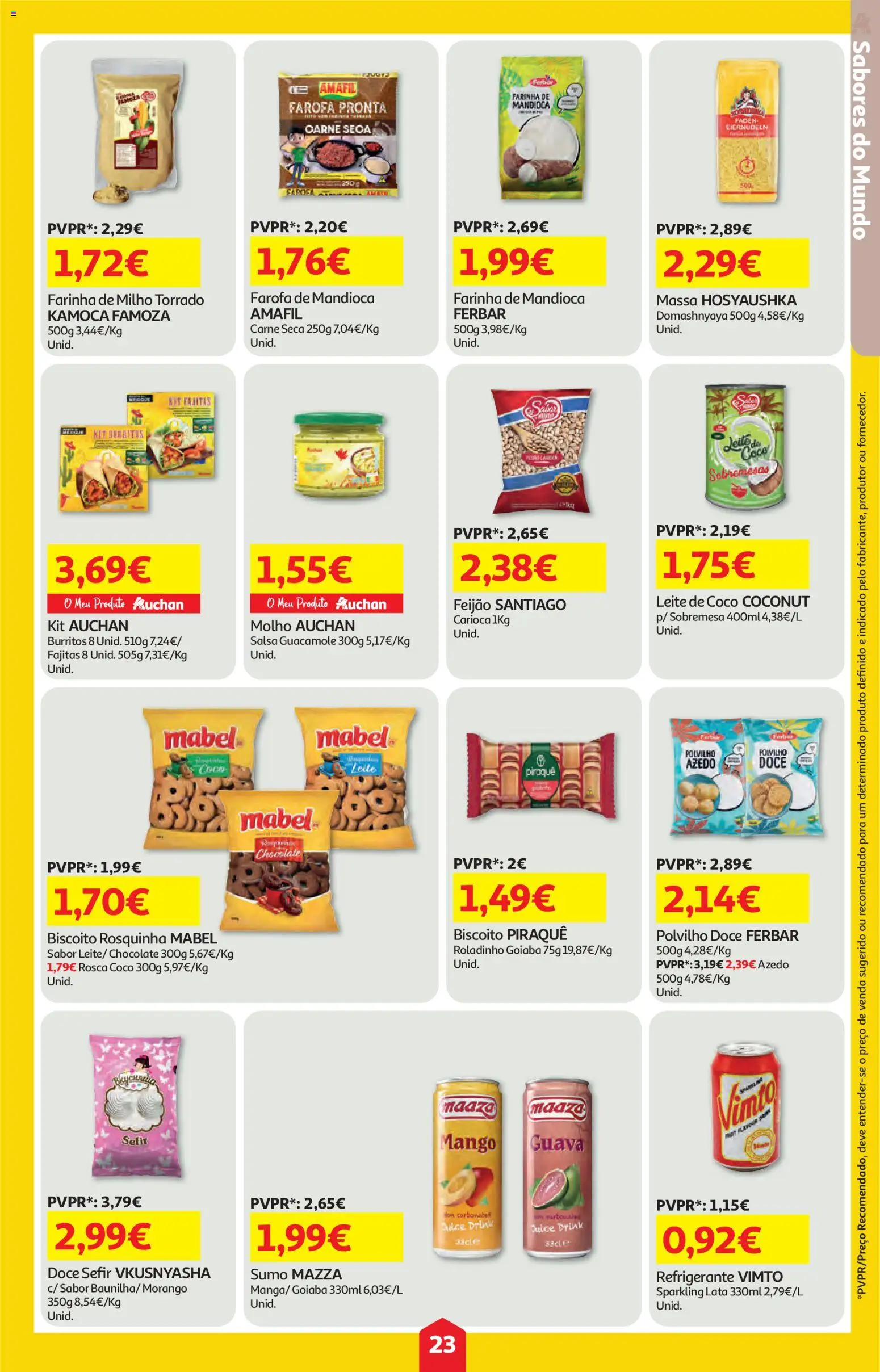 Auchan folheto │ válido de 12.02.2026 | Página: 23 | Produtos: Leite, Chocolate, Sumo, Massa