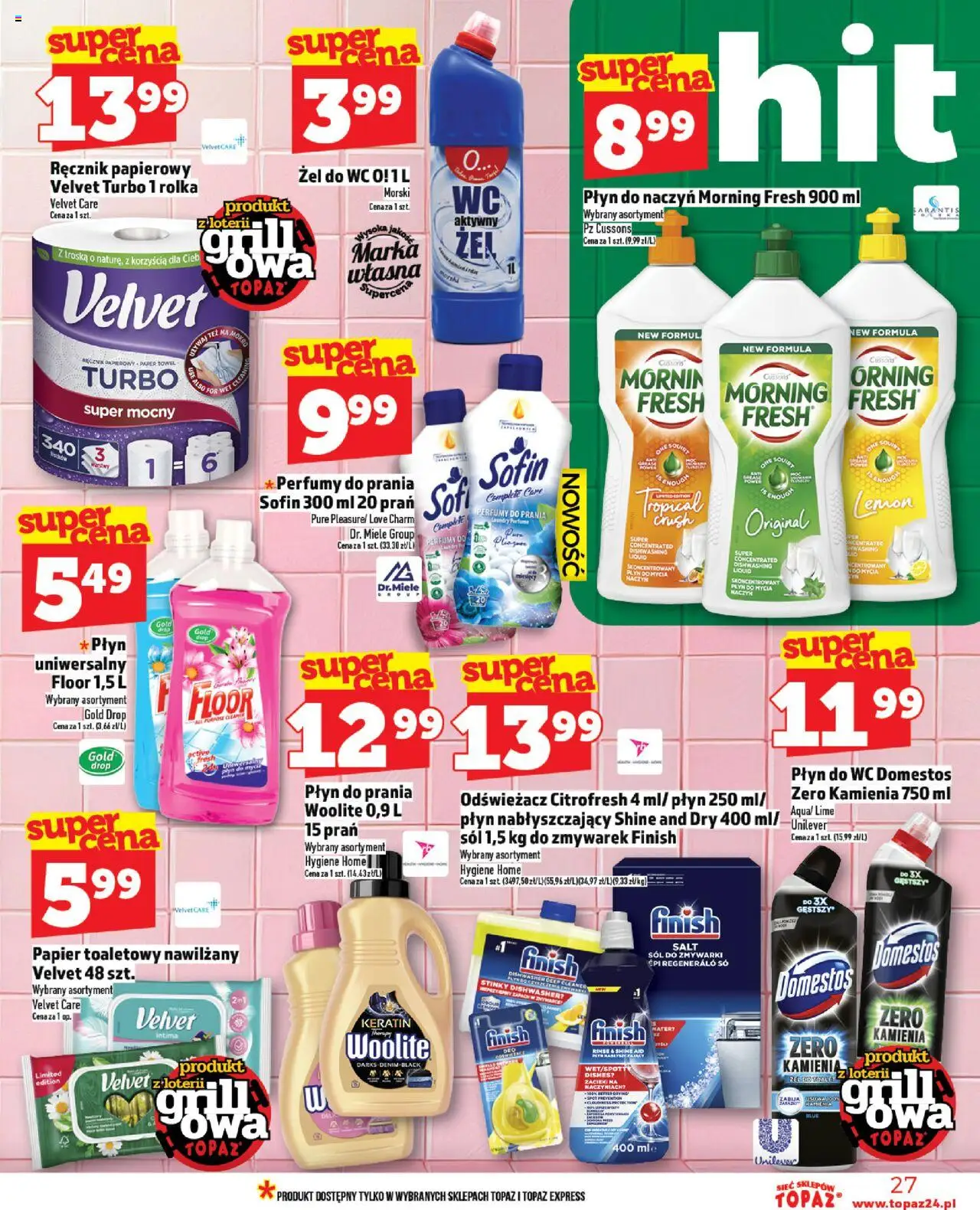 Topaz Gazetka - Ceny małe na stałe od 12.06.2025 | Strona: 27 | Produkty: Papier toaletowy, Cleaner, Perfumy, Detergent