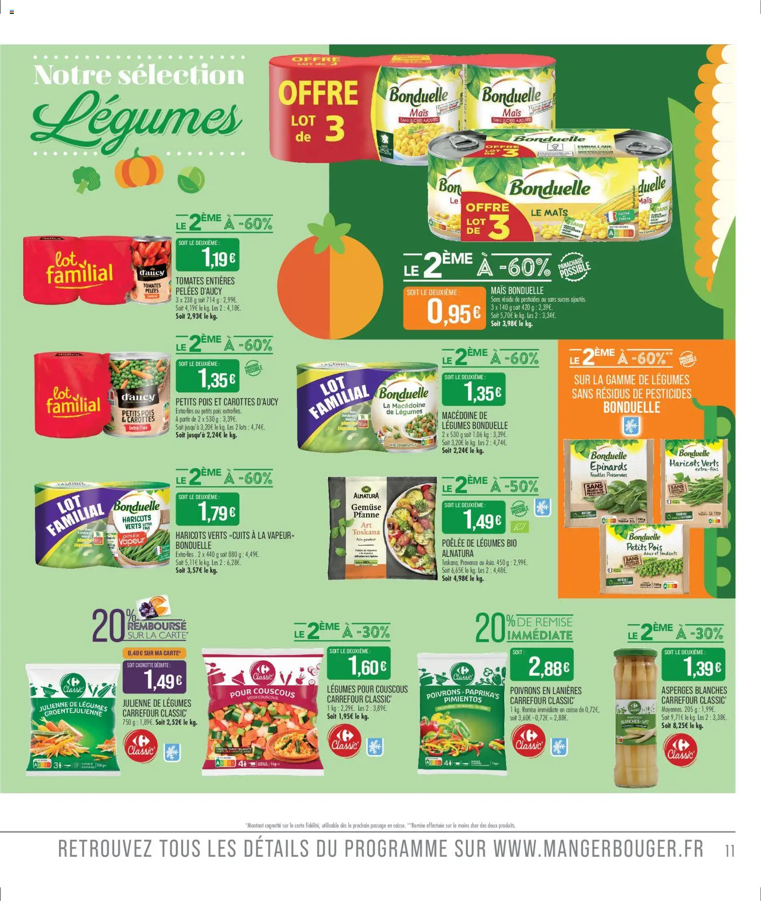 {H1} | Page: 11 | Produits: Mais, Haricots verts, Couscous, Tomates