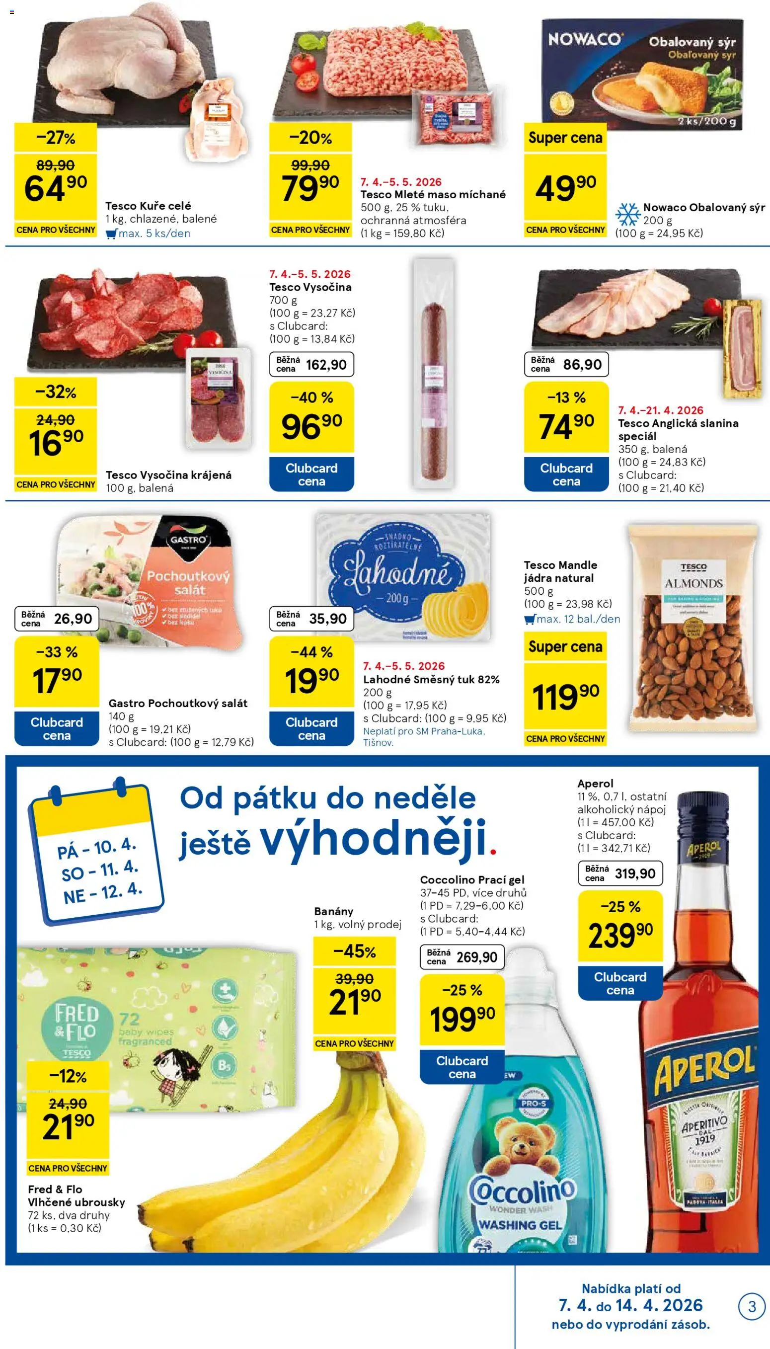 Tesco leták - Supermarket od 07.04.2026 | Strana: 3 | Produkty: Aperol, Maso, Kuře, Slanina