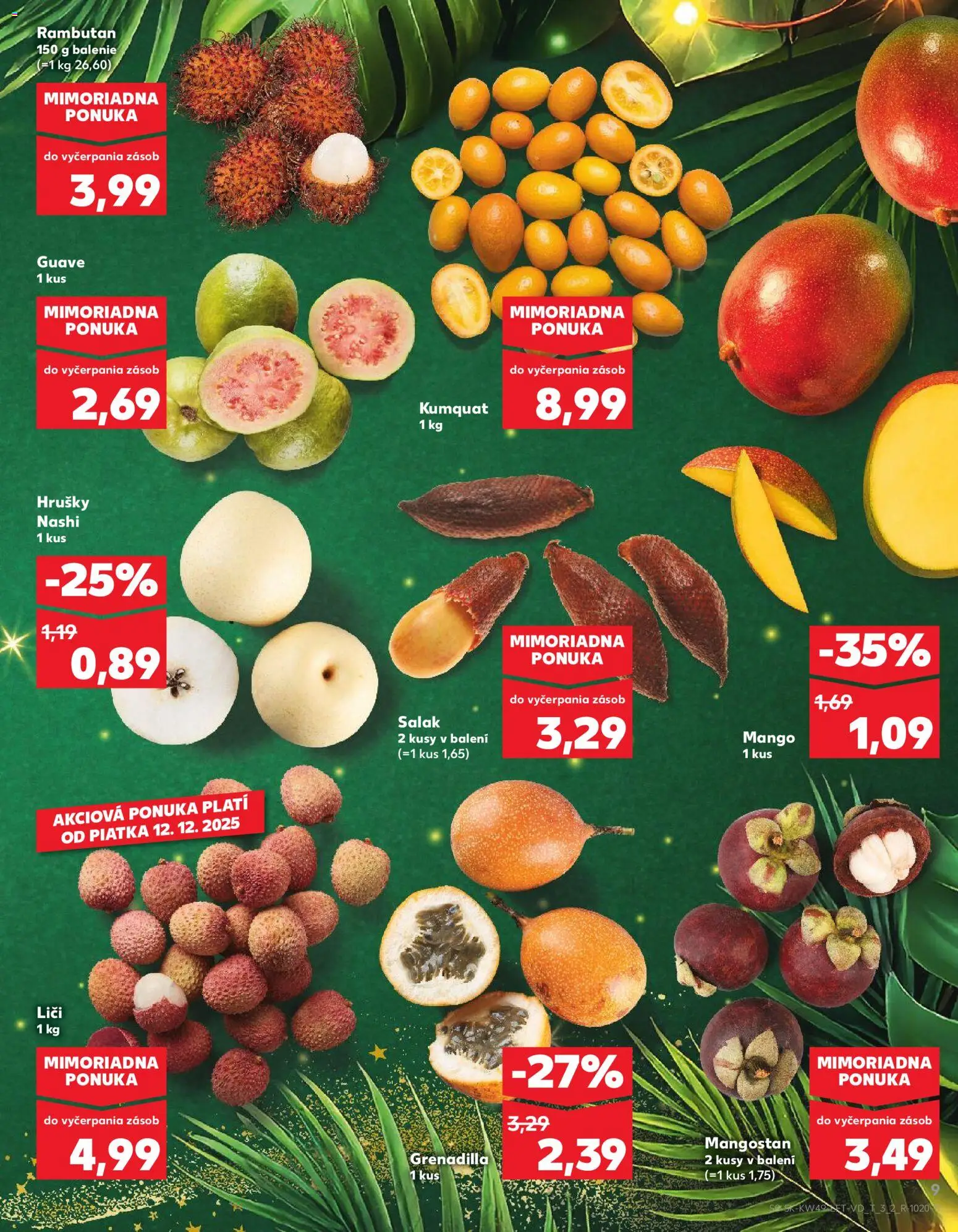 Nové Kaufland akcie – leták je platný od 04.12.2025 | Strana: 9 | Produkty: Liči, Mango, Hrušky