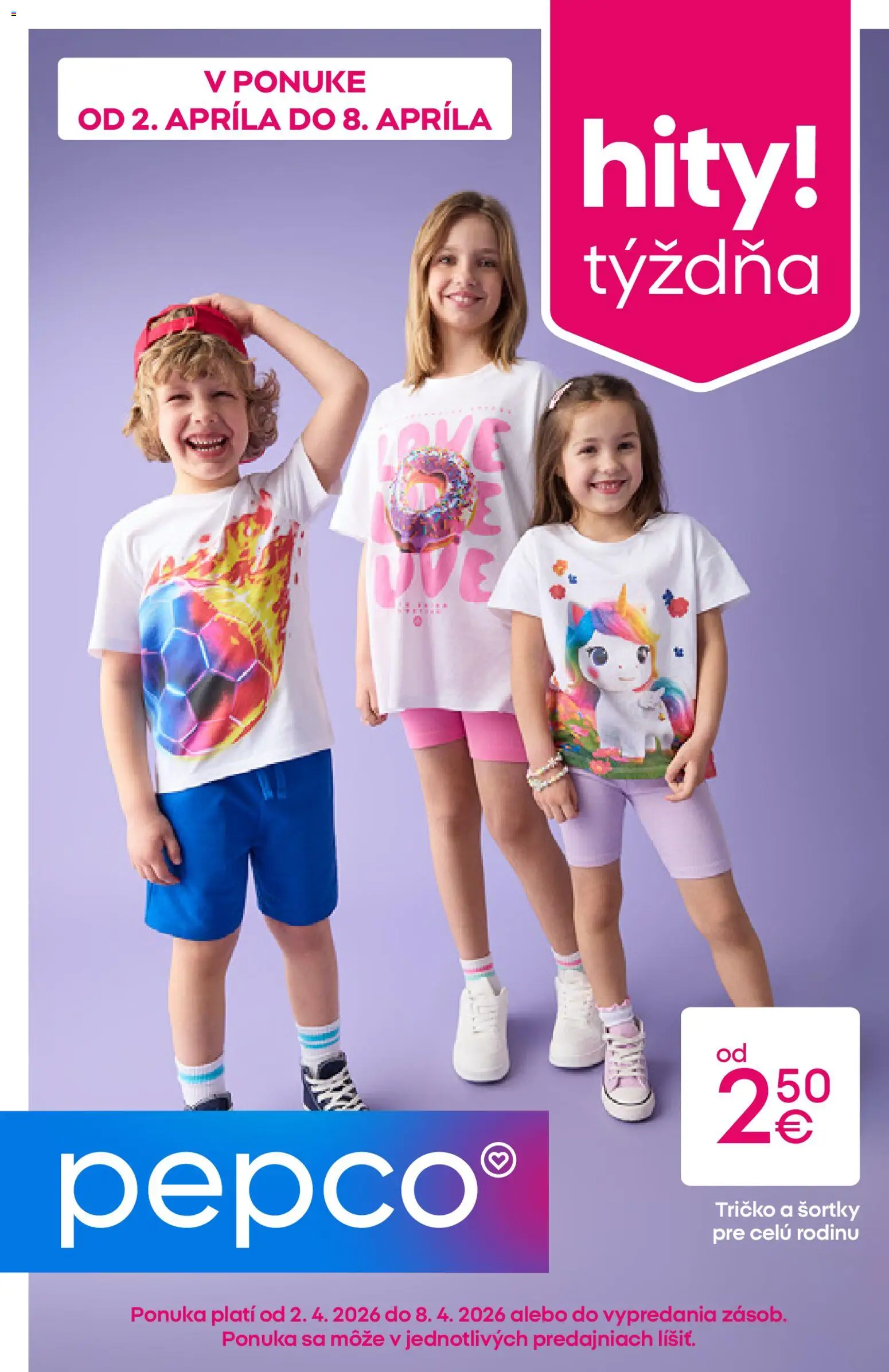 Nové Pepco akcie – leták je platný od 02.04.2026 | Strana: 1 | Produkty: Tričko
