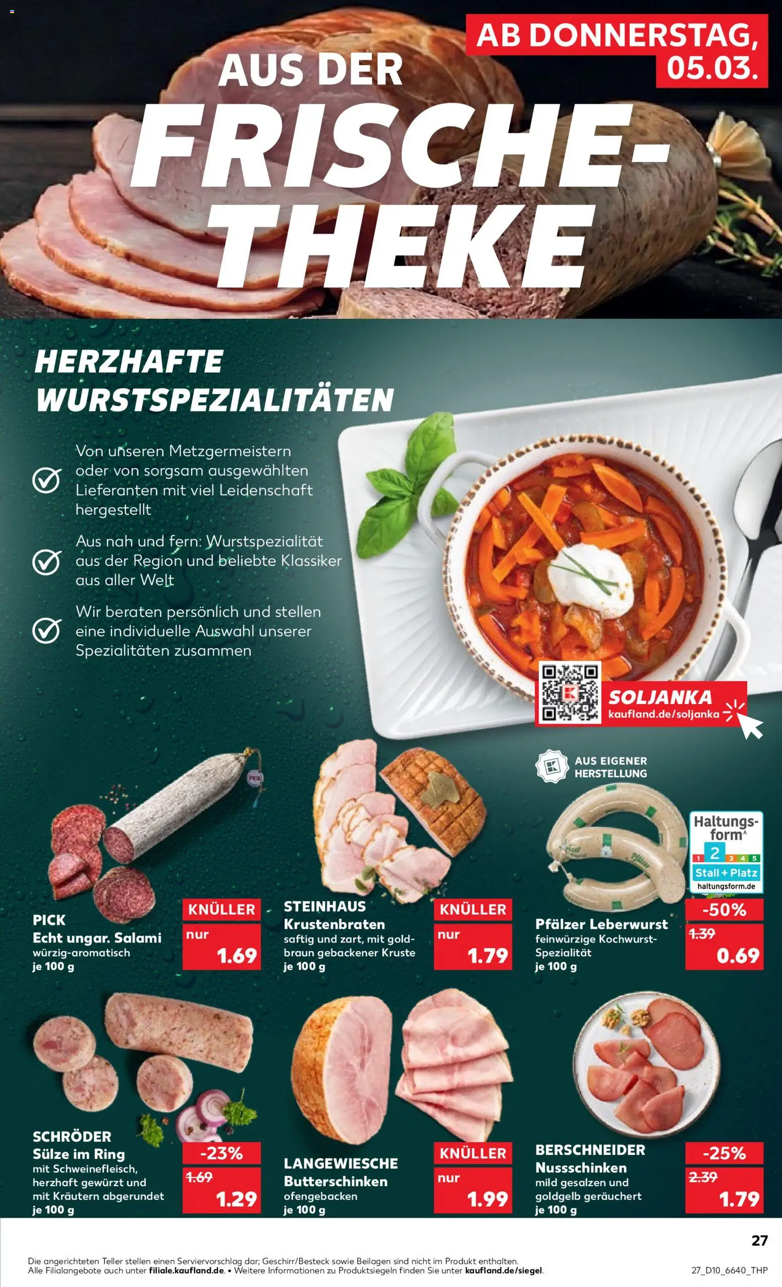 Kaufland Prospekt 	 – gültig ab 05.03.2026 | Seite: 27 | Produkte: Theke, Krustenbraten, Salami