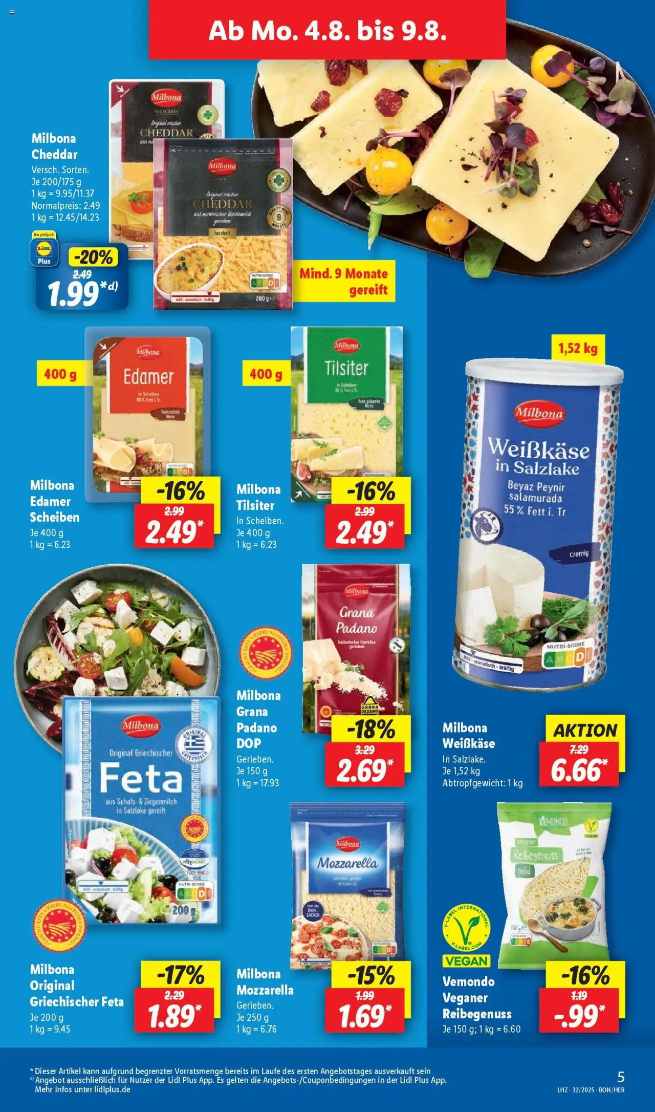Lidl Prospekt Gevelsberg - gültig ab dem 04.08.2025 | Seite: 7 | Produkte: Feta, Mozzarella, Edamer