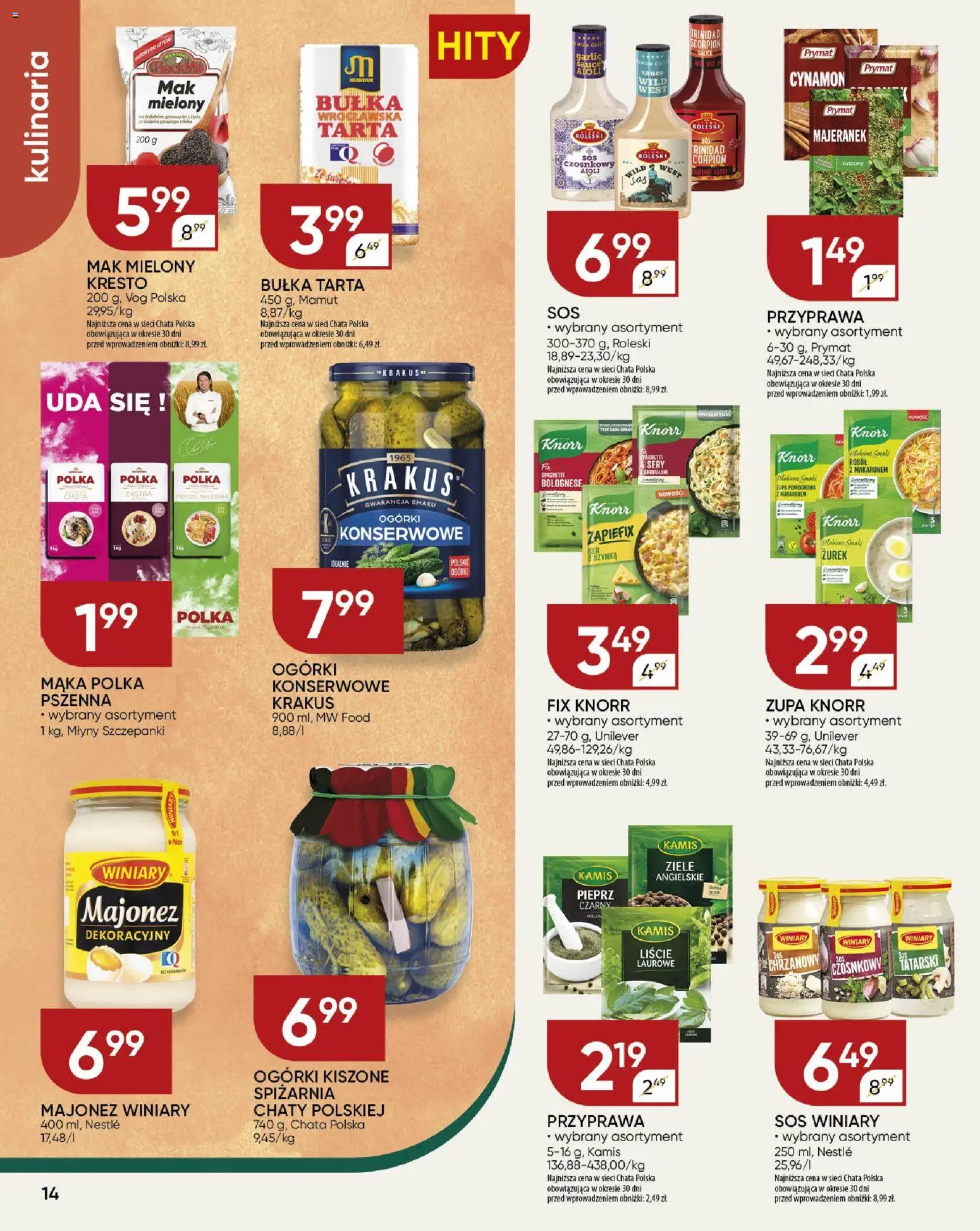 Chata Polska Gazetka od 18.12.2025 | Strona: 14 | Produkty: Zurek, Szynka, Zupa, Majonez