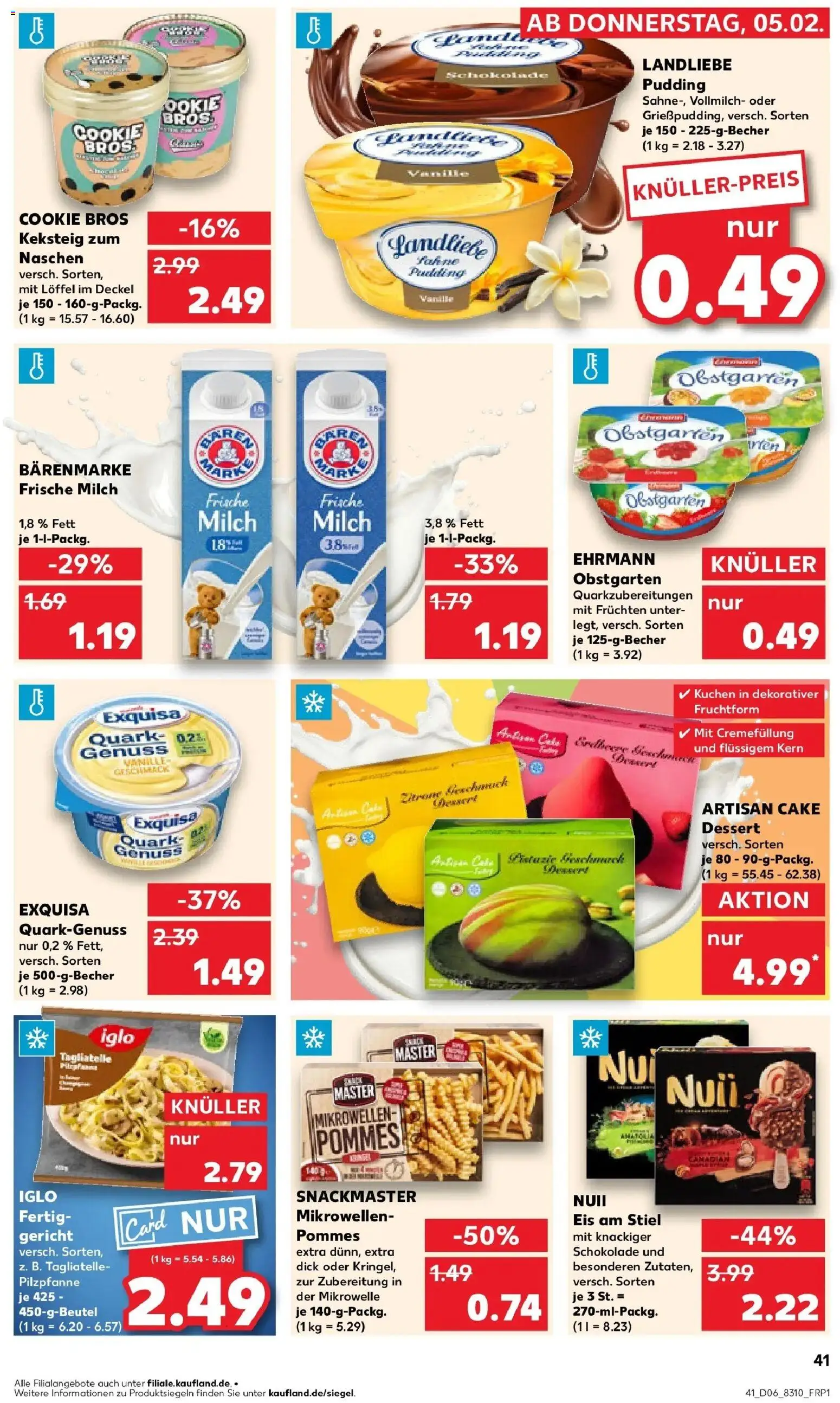 Kaufland prospekt Ahlen	 – gültig ab 09.02.2026 | Seite: 41 | Produkte: Mikrowelle, Milch, Kuchen, Eis