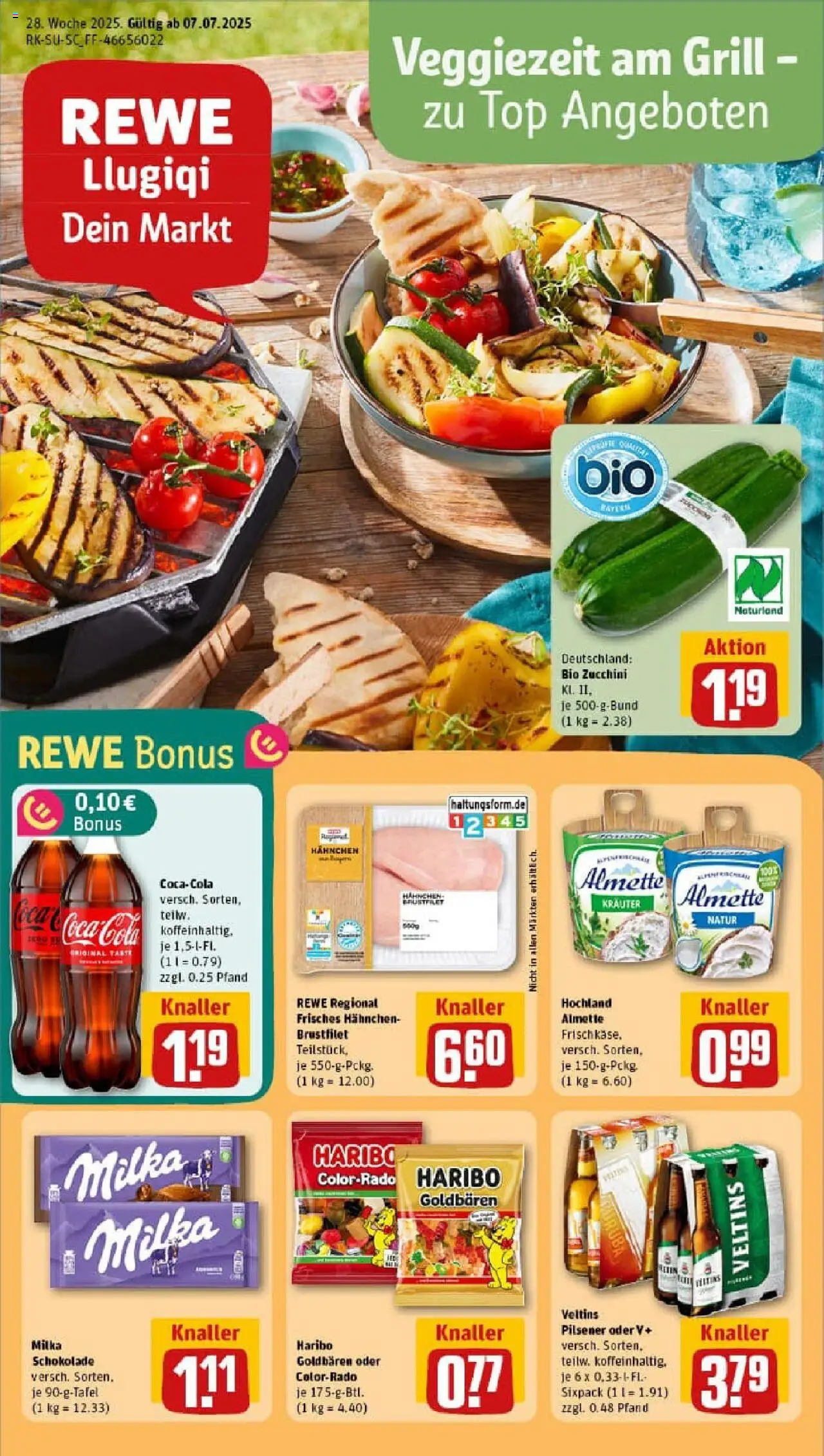 Rewe prospekt Rosenheim	 - gültig ab dem 06.07.2025 | Seite: 1 | Produkte: Almette, Coca cola, Schokolade, Zucchini