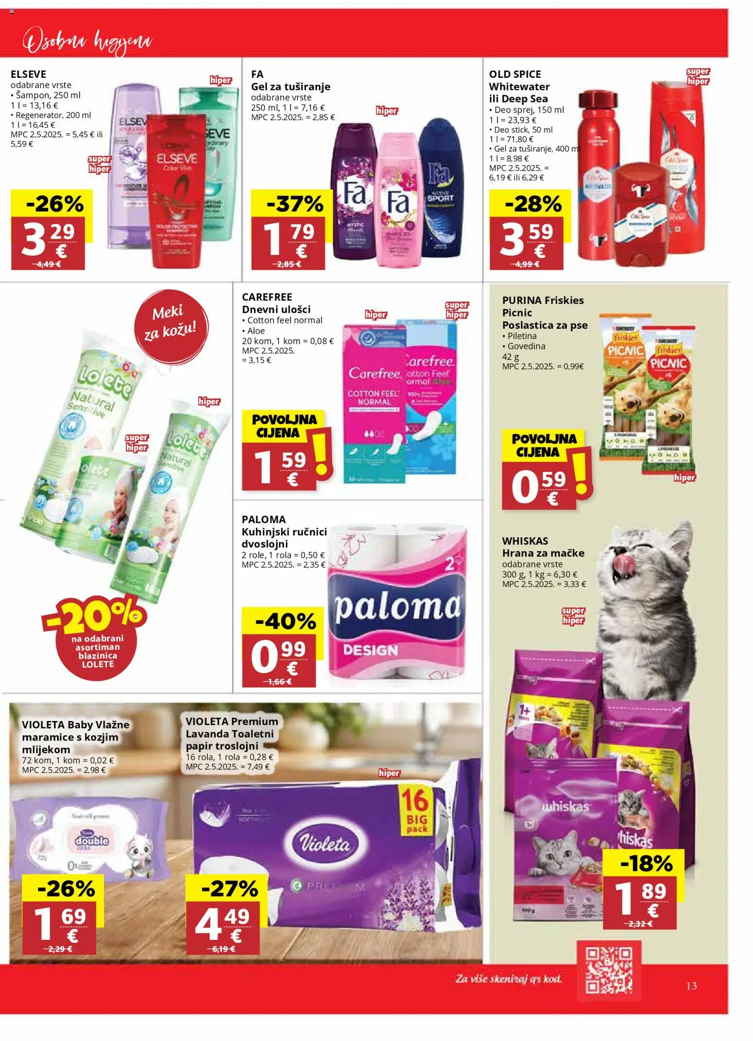 Ribola katalog | vrijedi od 29.10.2025 | Stranica: 13 | Proizvodi: Dnevni ulošci, Govedina, Hrana za mačke, Violeta