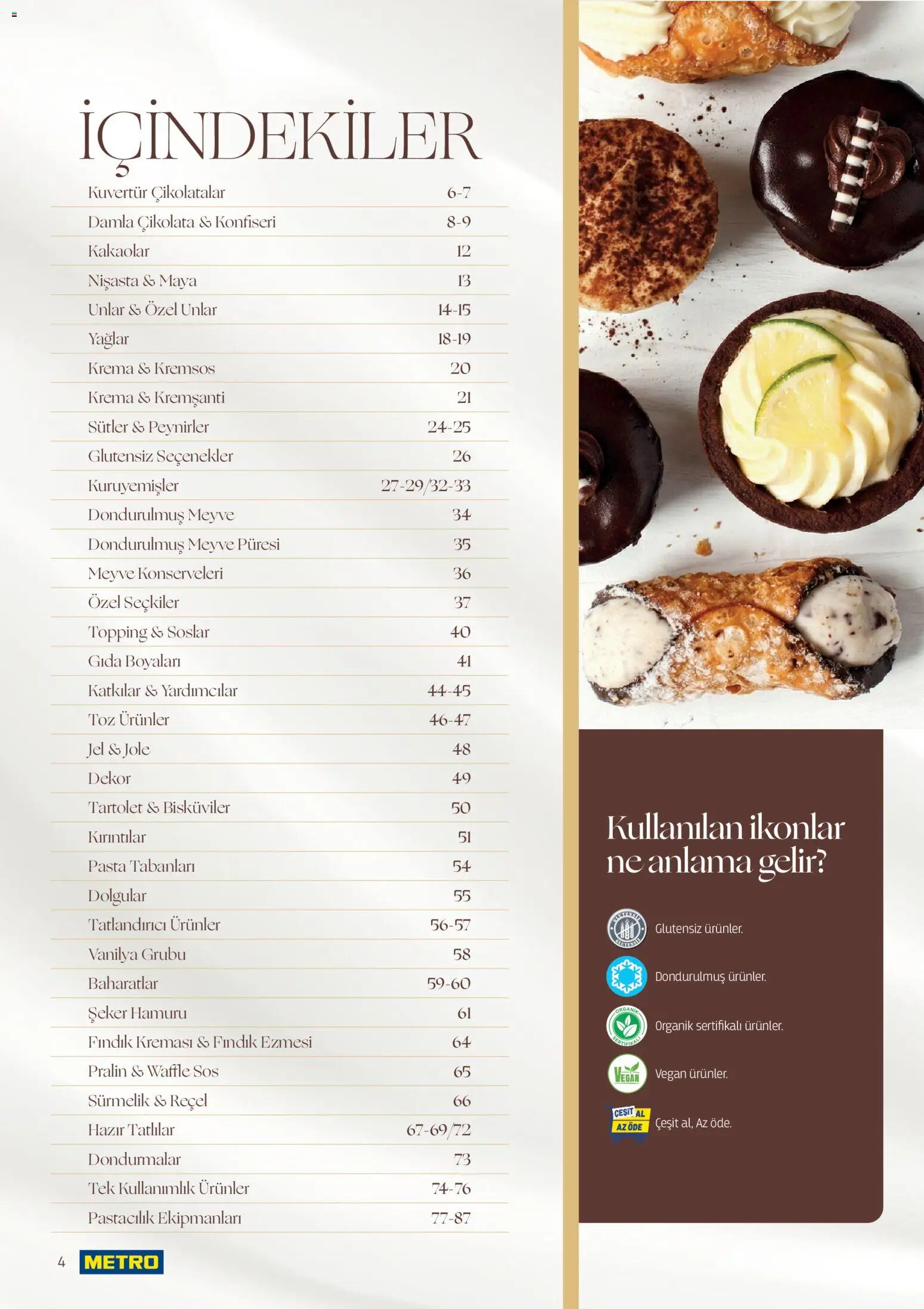 Metro - Pastacılık Kataloğu - 06.04.2026 tarihinden itibaren geçerlidir | Sayfa: 4 | Ürünler: Çikolata, Fındık, Krema, Tatlılar
