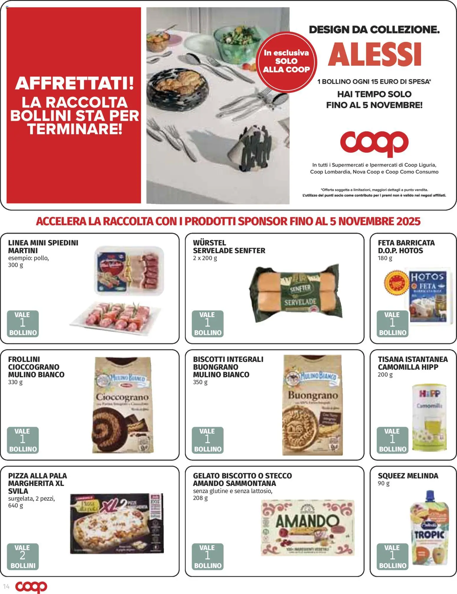 Volantino COOP del 30.10.2025 | Pagina: 14 | Prodotti: Pizza, Gelato, Wurstel, Feta